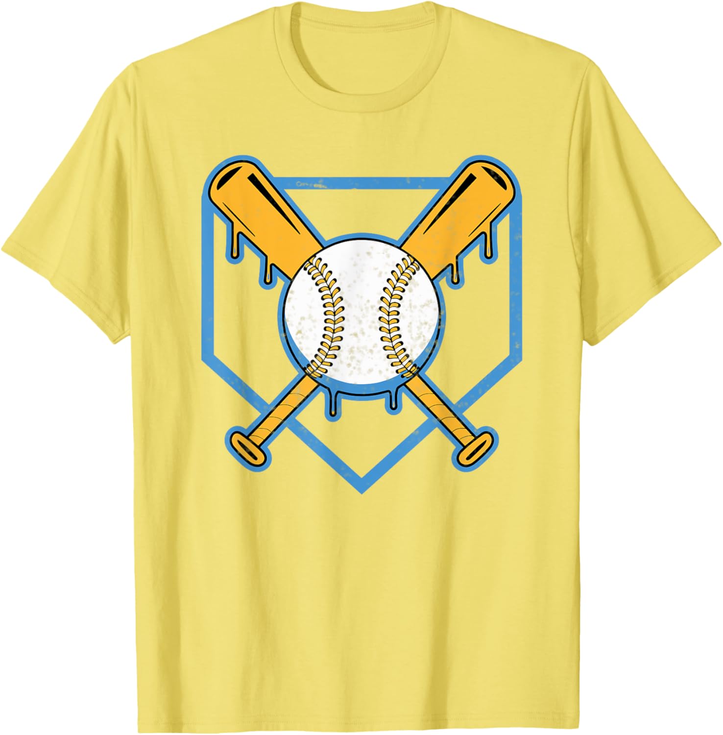 Yellow Baseball Home Plate Drip T-Shirt for Boys Sports Style - 10
