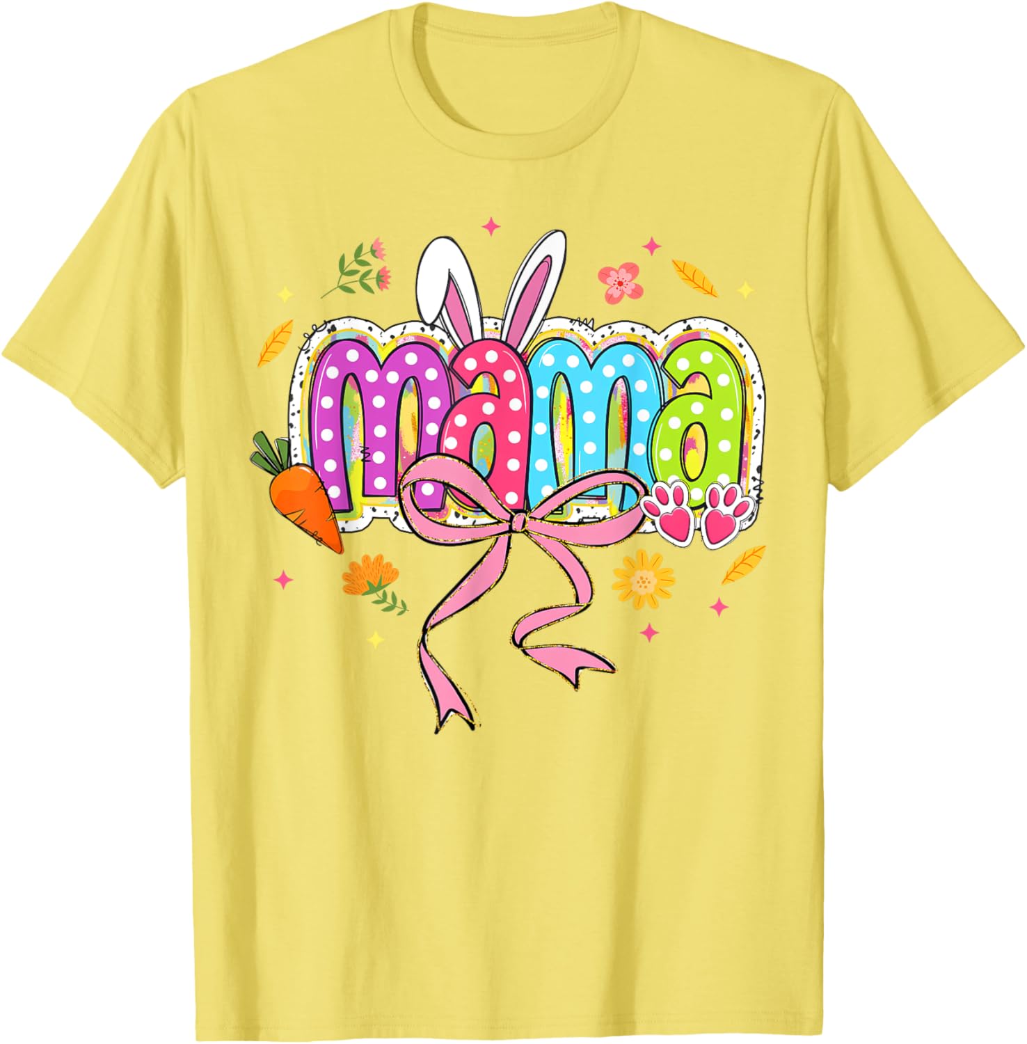 Boho Floral Coquette Bow Mama Bunny Easter Family T-Shirt for Moms - 2