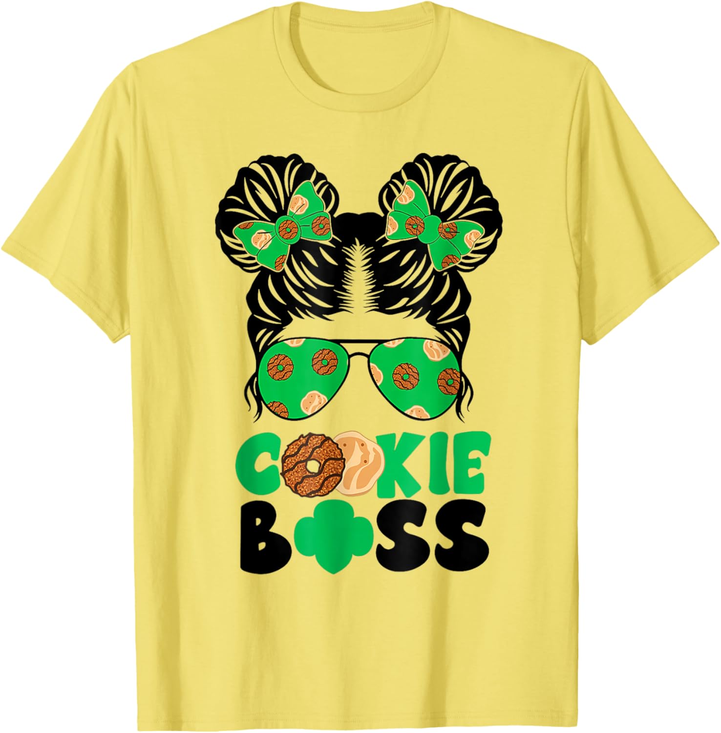 Scout Cookie Boss Girls Messy Bun Sunglasses T-Shirt for Kids - 18