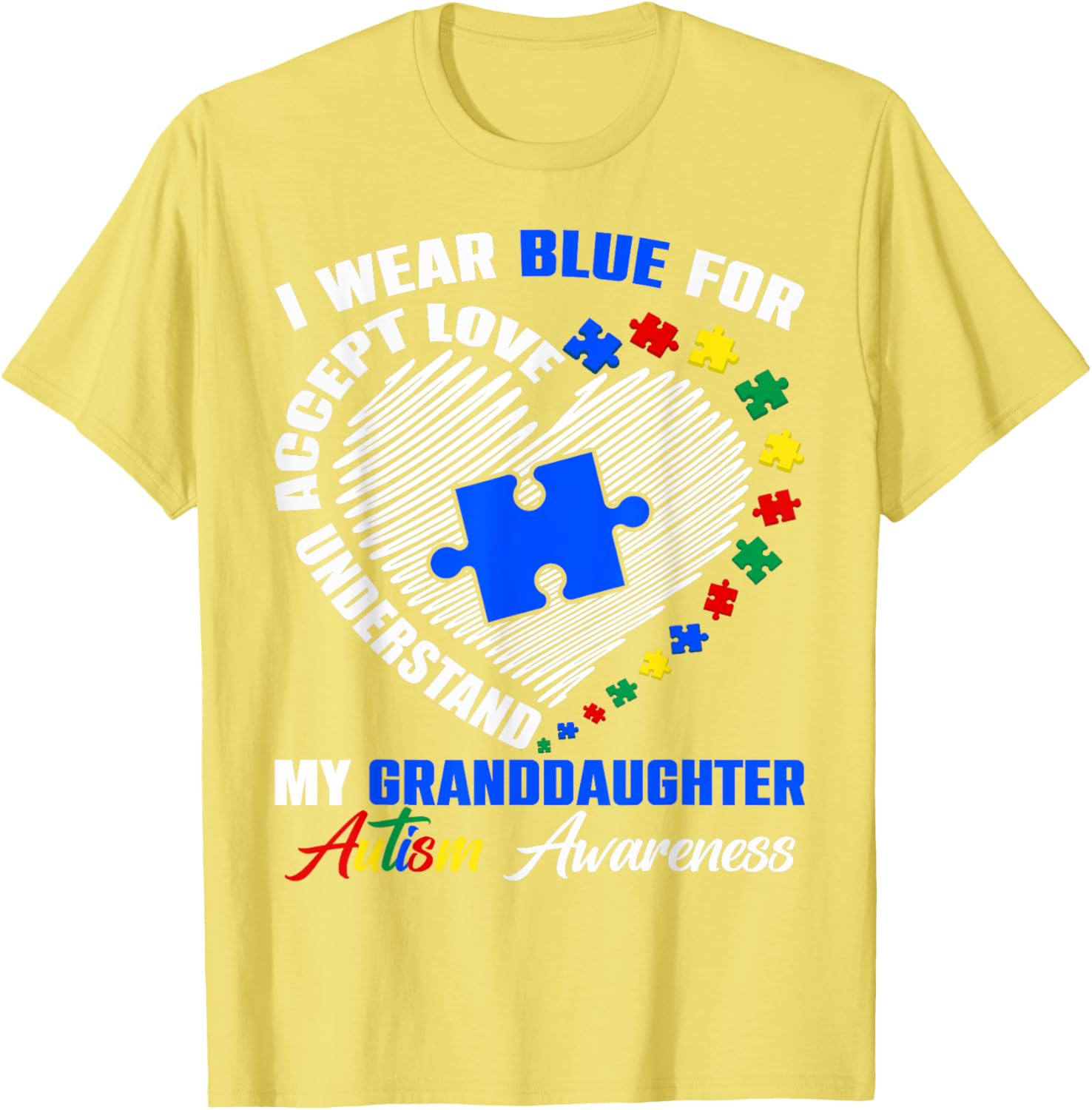 Blue Puzzle Pie T-Shirt for Autism Awareness - Perfect for Granddaughters - 24