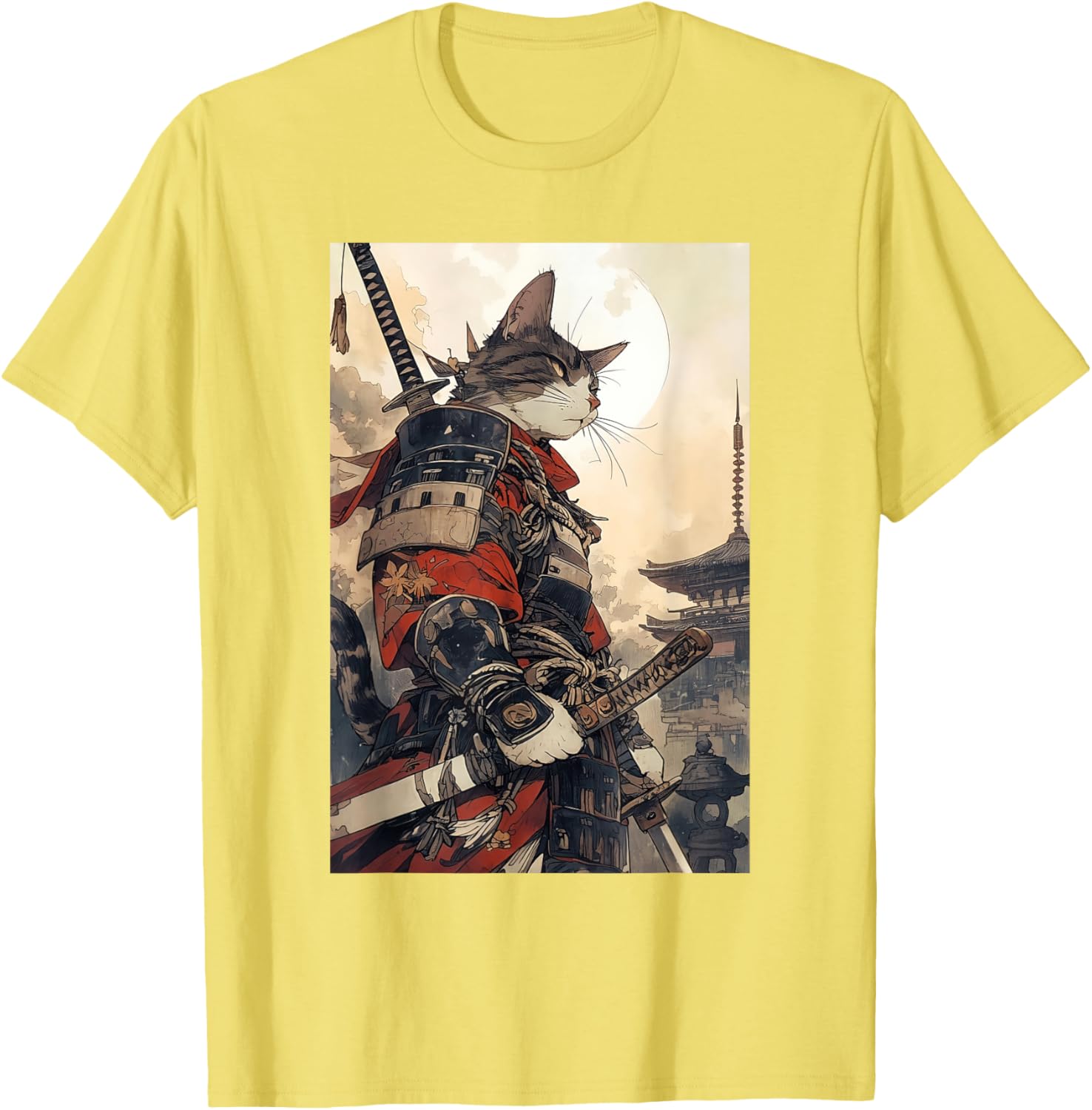 Samurai Cat Graphic Tee Vintage Japanese Art for Men, Women, Kids - 29