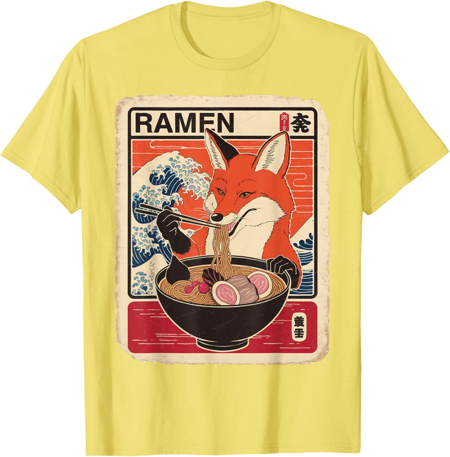 Kawaii Fox Ramen Graphic T-Shirt Cute Ezo Orange Fox Apparel - 22