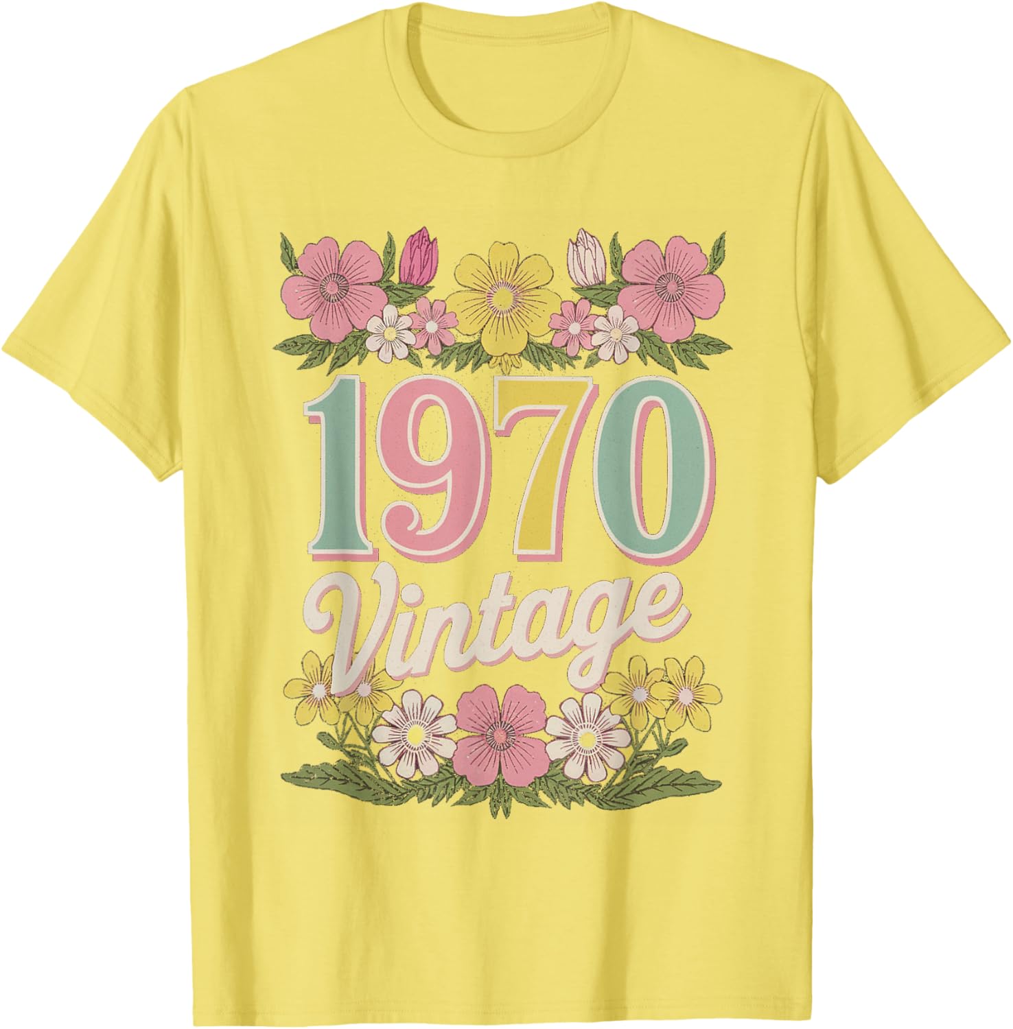 Vintage 1970 Retro Flower Birthday T-Shirt for Daughters and Women - 10