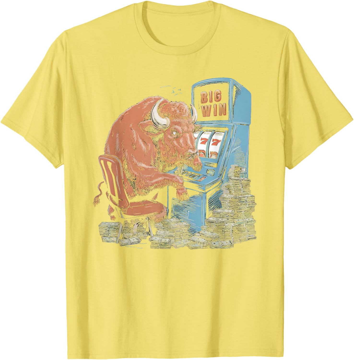 Lucky Buffalo Casino Slot Machine T-Shirt for Gamblers and Slots Fans - 7
