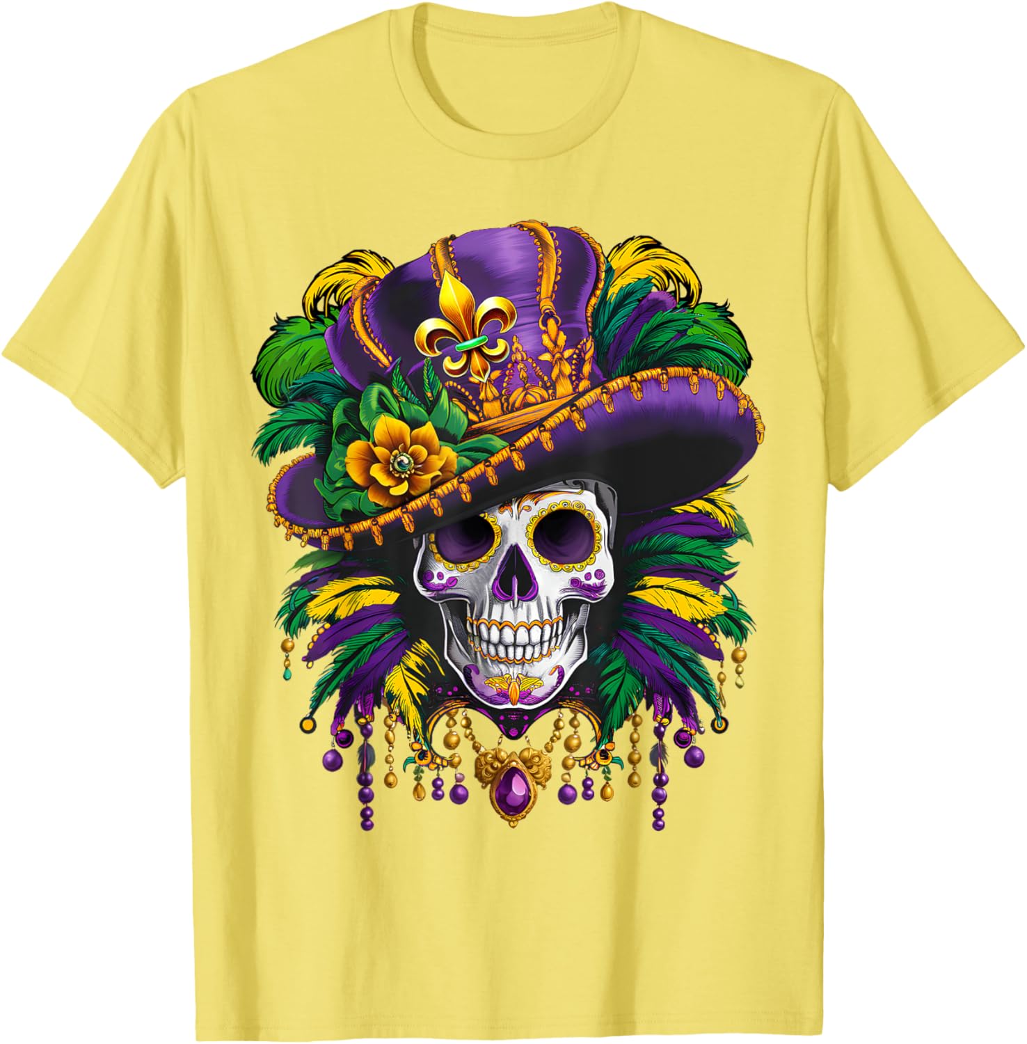 Mardi Gras Sugar Skull T-Shirt for New Orleans Carnival Fun - 2