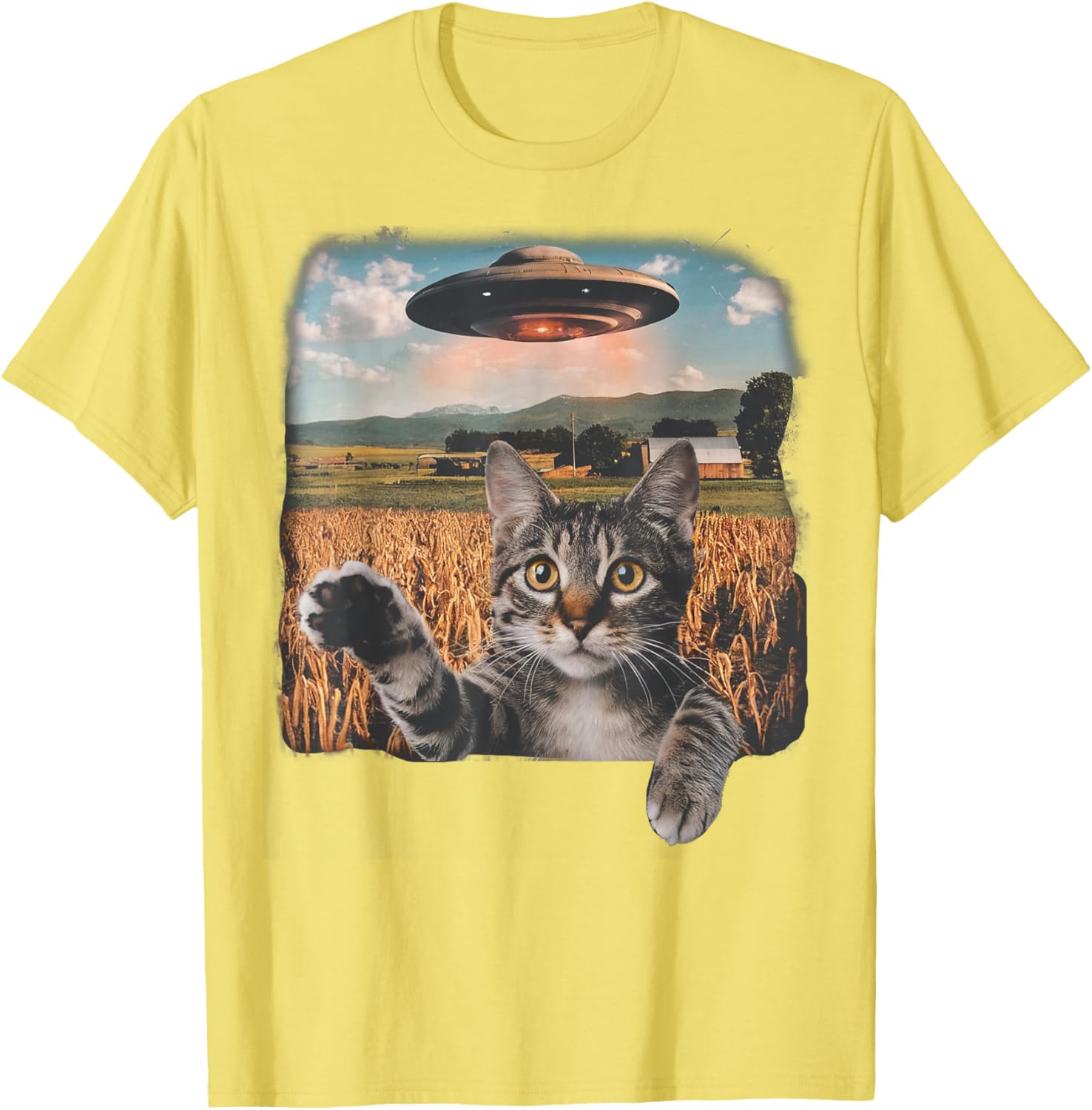Cat Selfie with Alien UFO T-Shirt for Men, Women, and Kids - 18