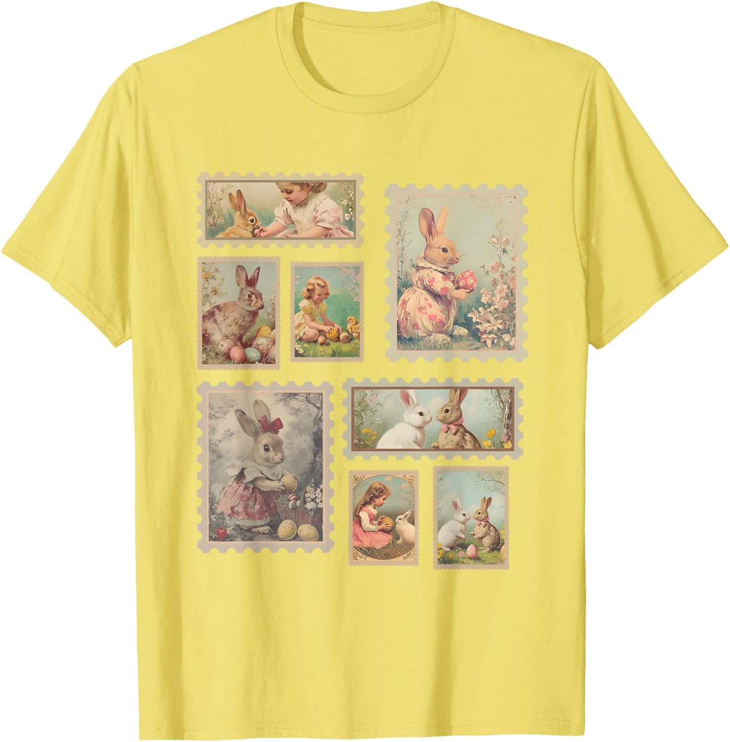 Retro Easter Bunny T-Shirt for Women Cute Spring Fashion Top - 21