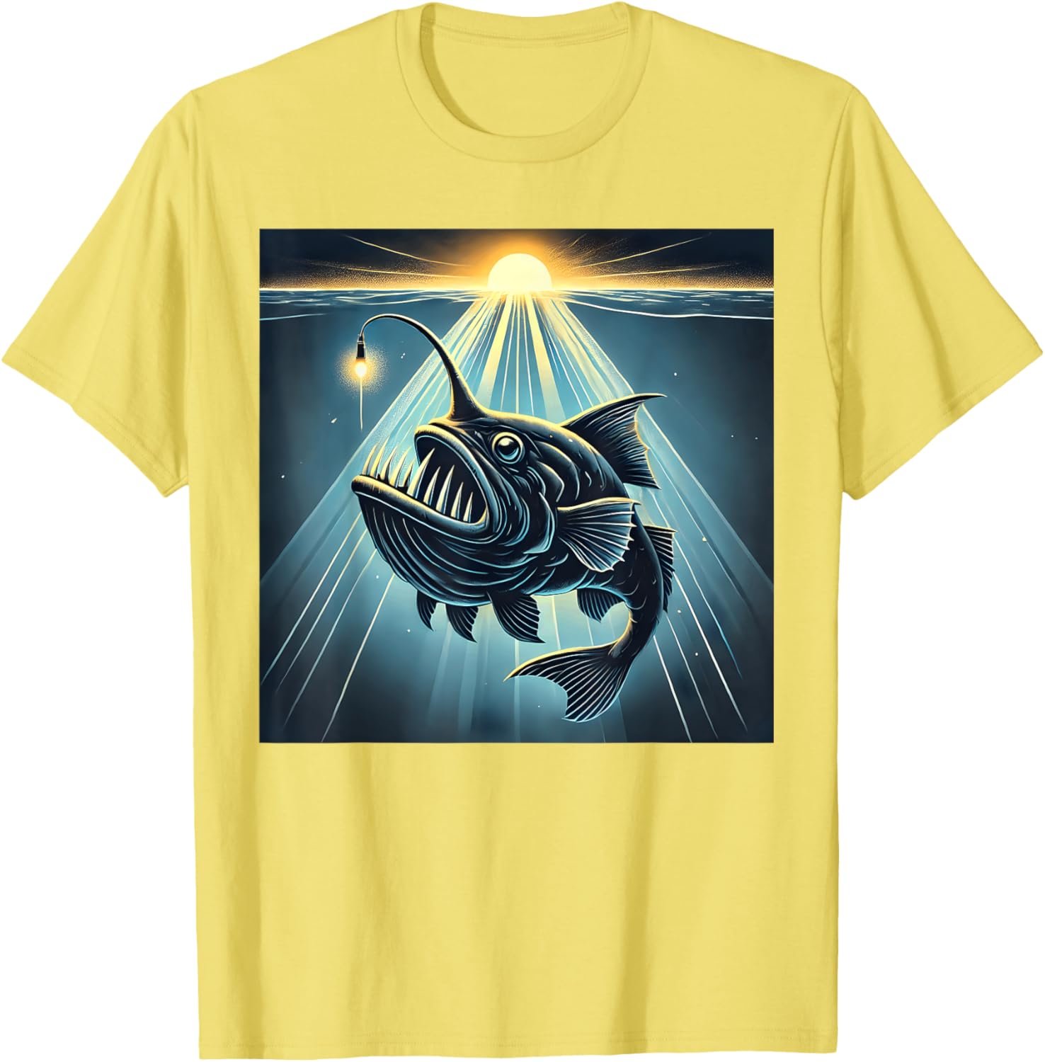 Anglerfish Found The Light T-Shirt - Fun Marine Life Apparel - 7
