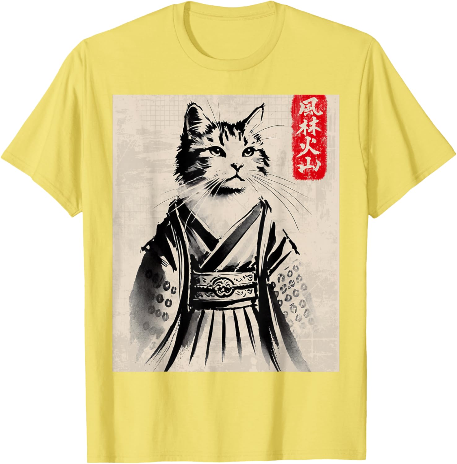 Samurai Cat Ukiyo-e Warrior Art T-Shirt for Cat Lovers and Art Fans - 16