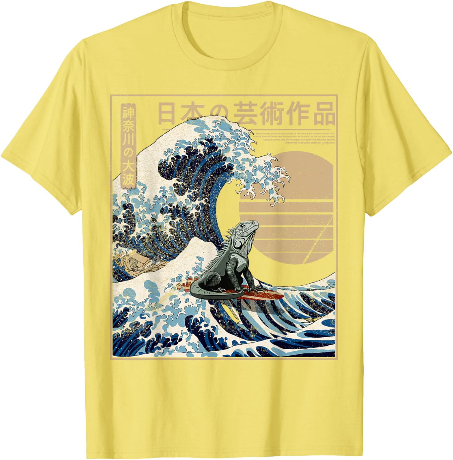 Funny Iguana Surfing The Great Wave Off Kanagawa T-Shirt for Beach Lovers - 23