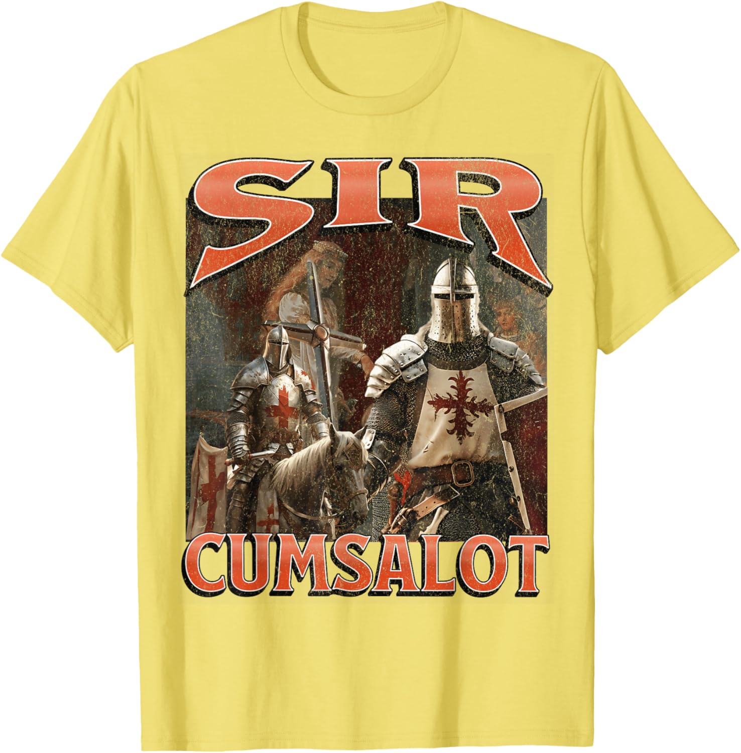 Humorous Sir Cumsalot Knight Meme Bootleg Graphic T-Shirt for Fun Fashion - 21
