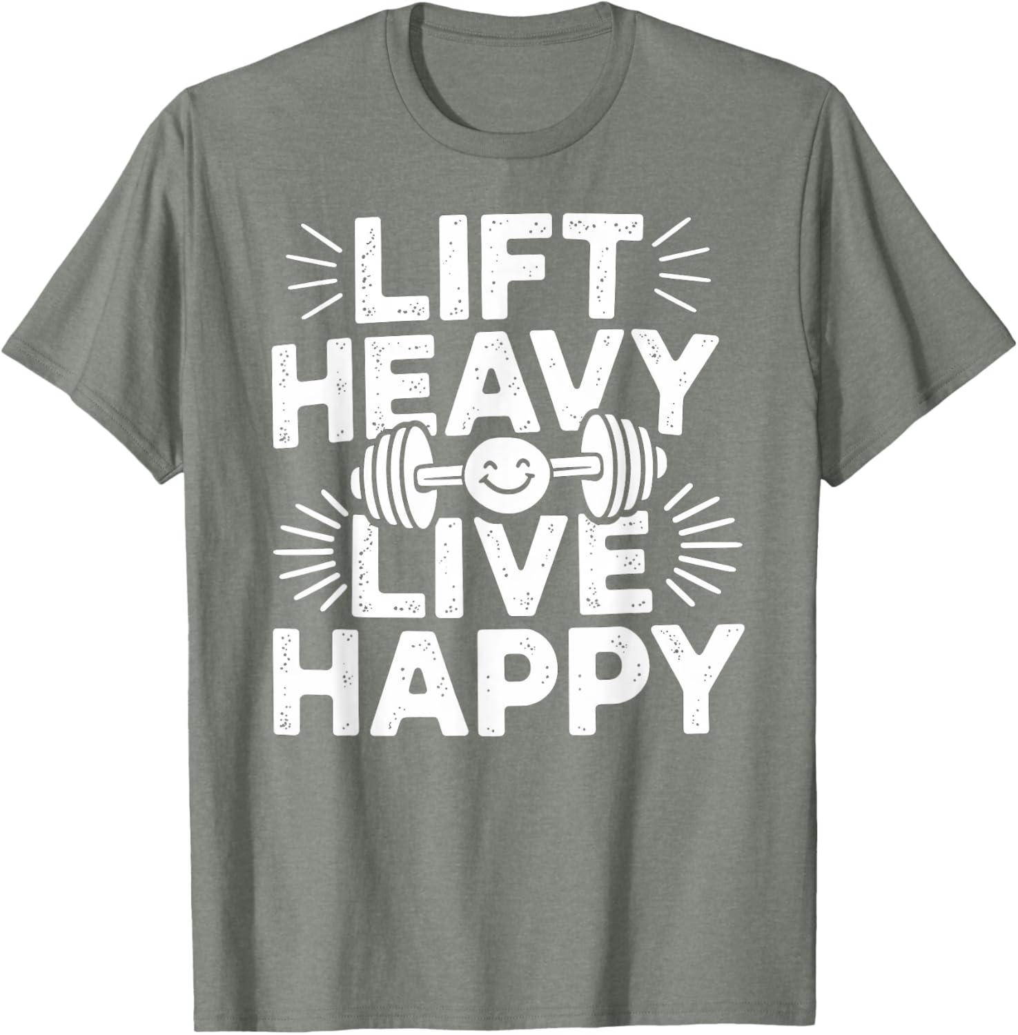 Lift Heavy Live Happy Barbell Bodybuilding T-Shirt for Fitness Enthusiasts - 4