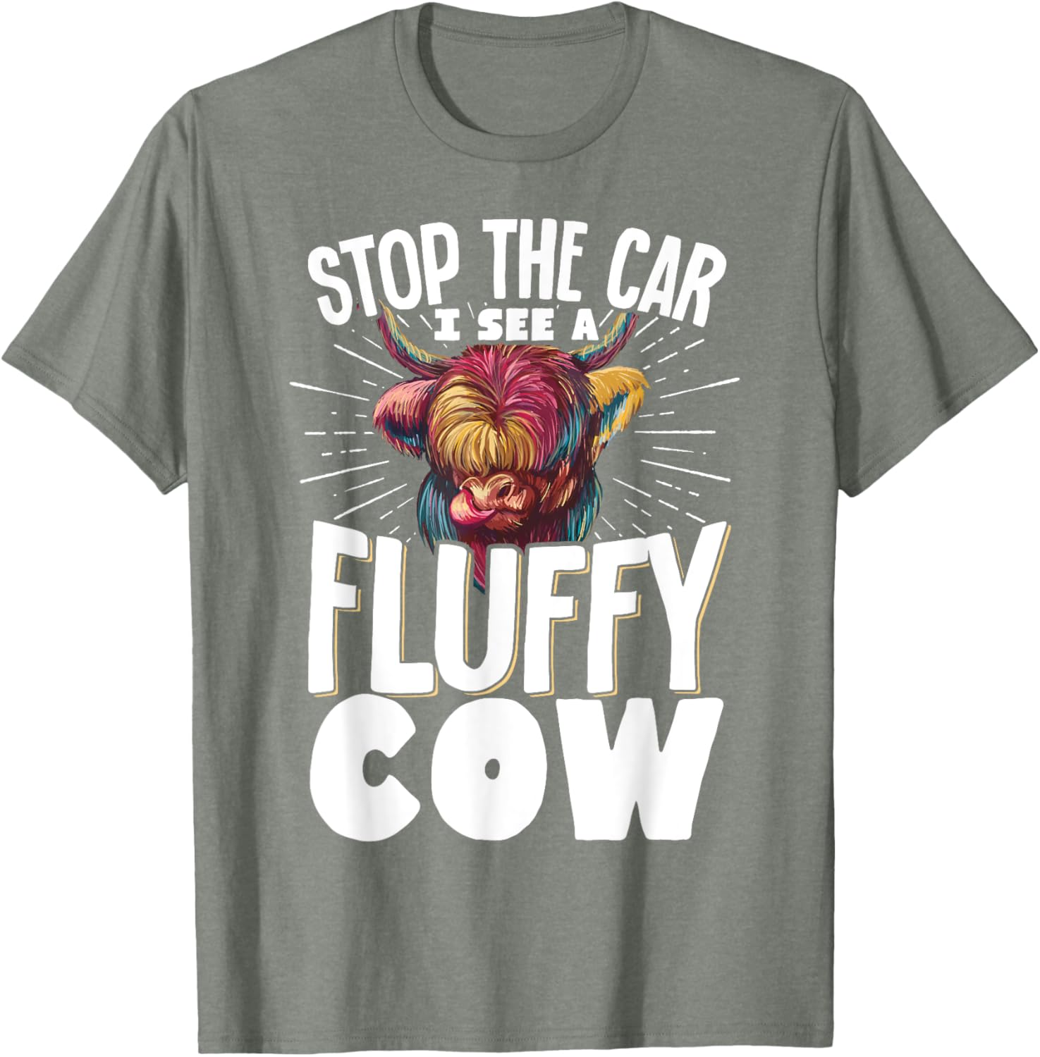 Fluffy Cow T-Shirt for Animal Lovers - Stop the Car Fun Tee - 7