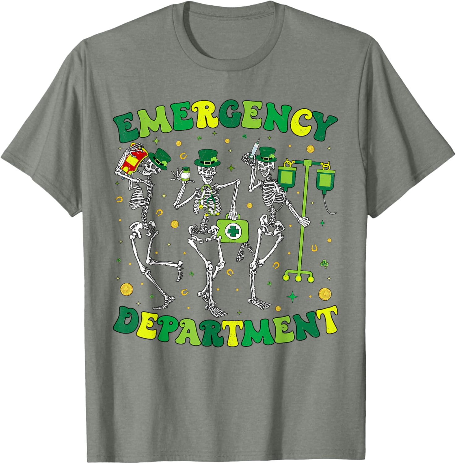 St Patricks Day Skeleton T-Shirt for Emergency Department Fun - 20