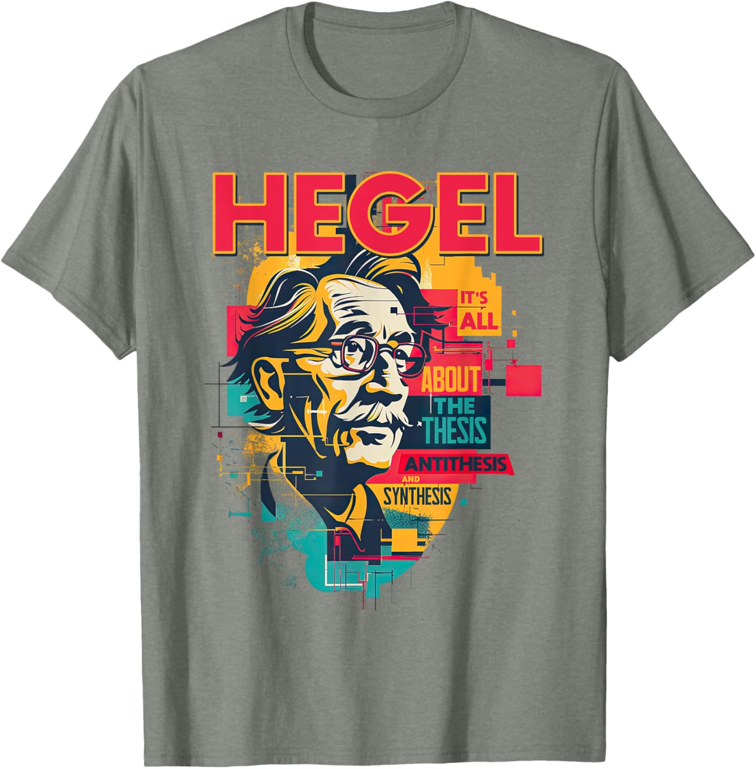 Hegel Philosophy Design T-Shirt with Thesis Antithesis Synthesis Graphic - 7