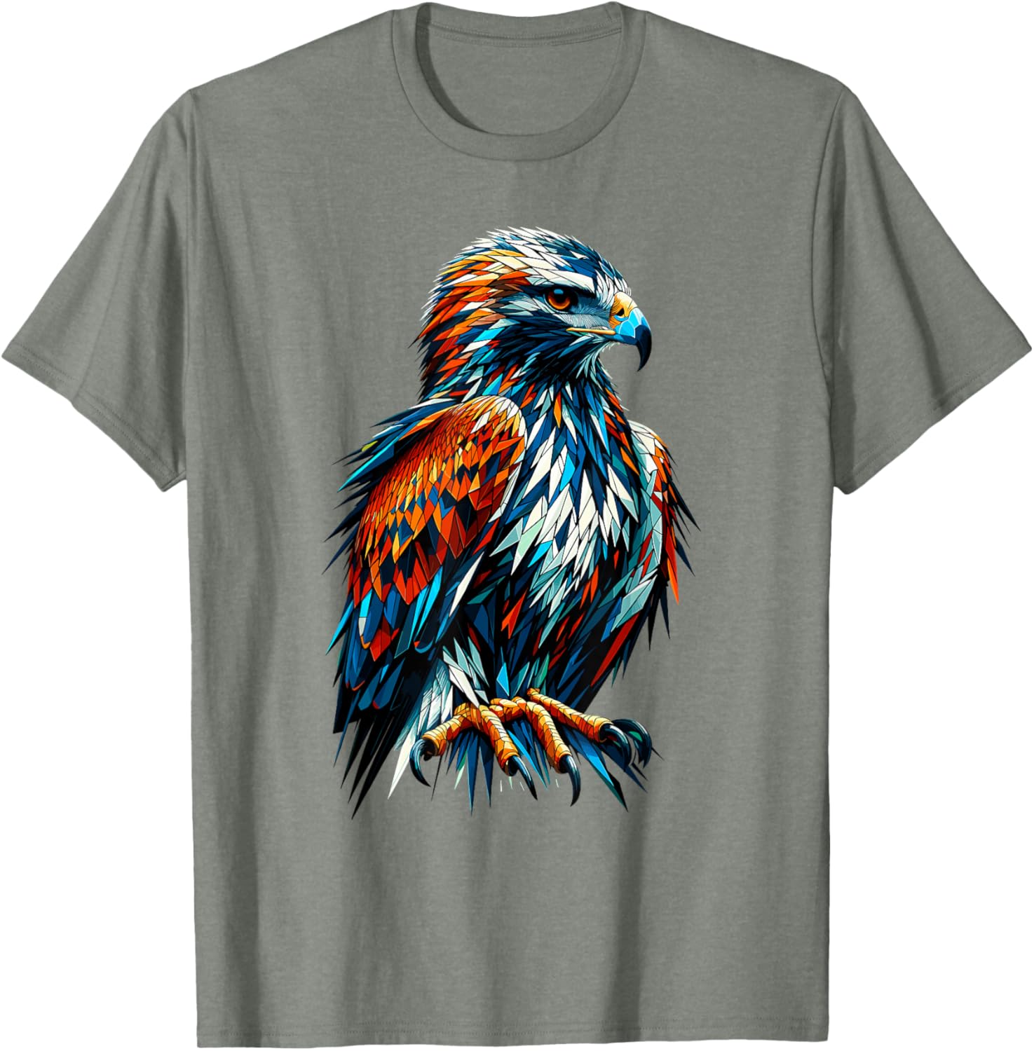 Polygon Art Hawk T-Shirt for Bird Lovers - Unique and Stylish Design - 18