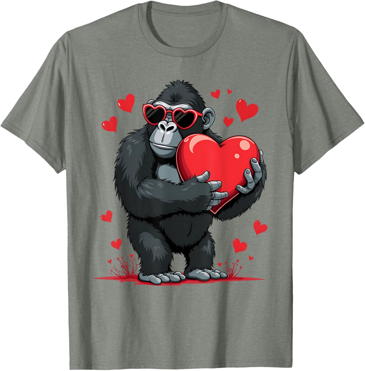Funny Gorilla Heart Sunglasses T-Shirt for Boys Perfect for Valentine's Day - 8