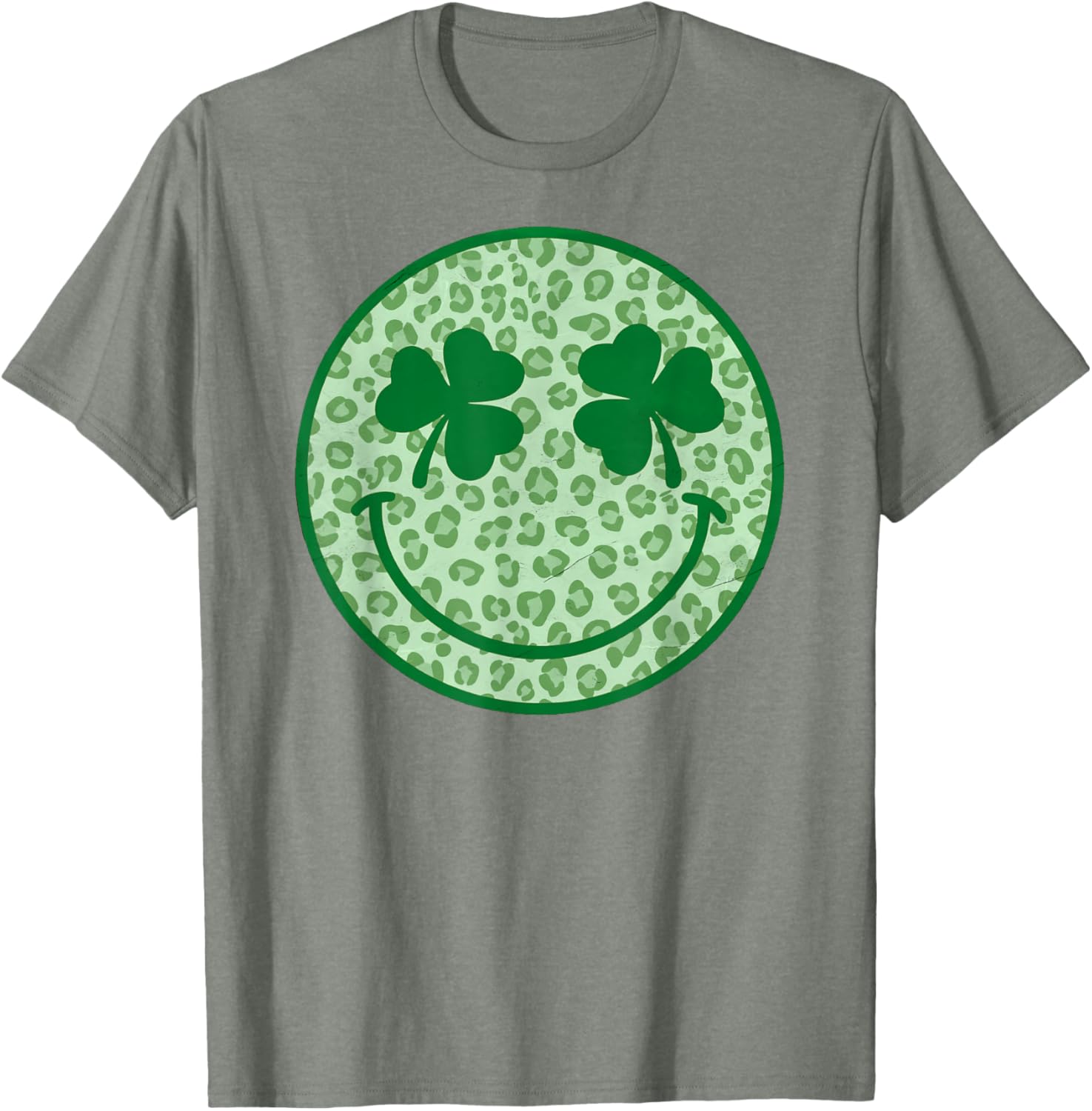 Smile Happy St Patricks Day Retro Shamrock Leopard T-Shirt for Fun Style - 12