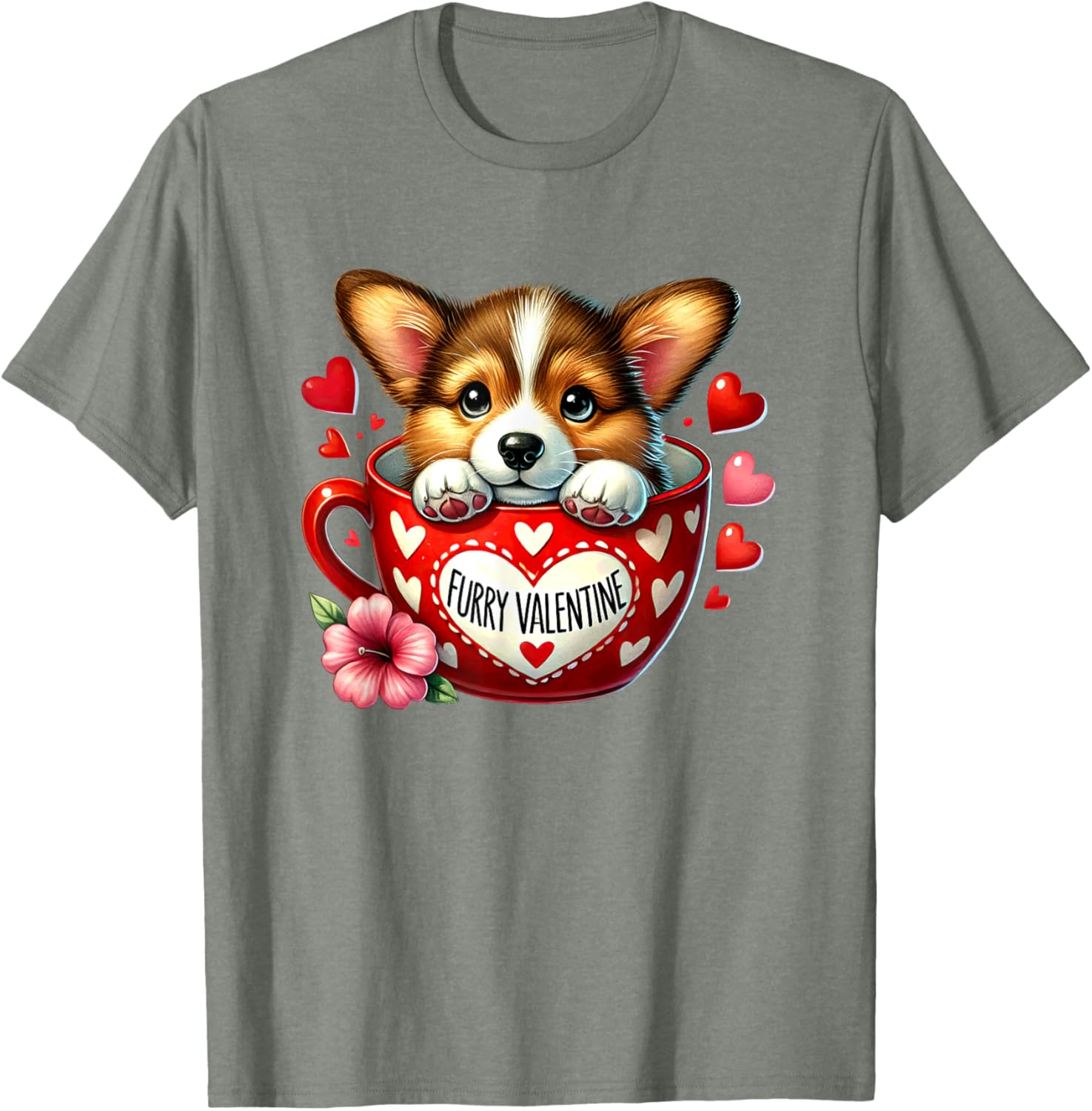 Furry Valentine Corgi Puppy Love T-Shirt for Dog Lovers and Friends - 20
