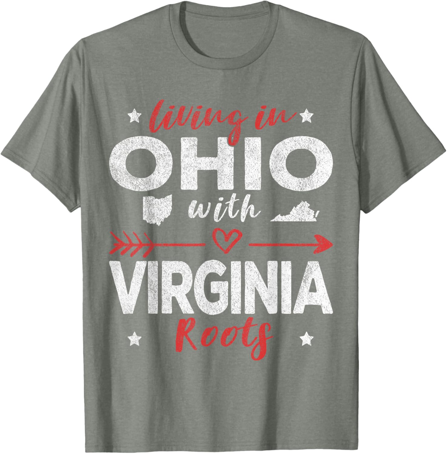 Living in Ohio with Virginia Roots T-Shirt for Proud State Lovers - 5