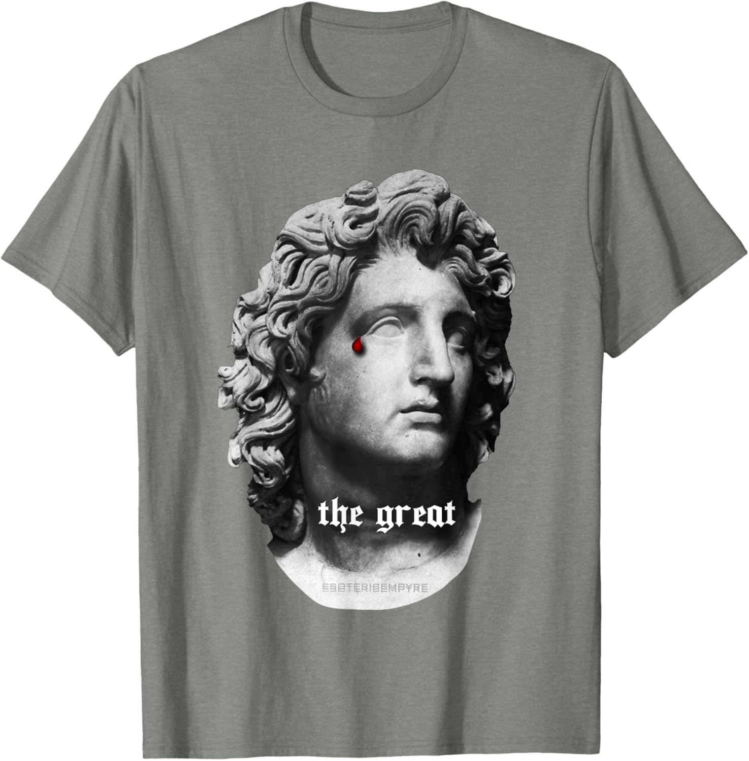 Alexander the Great Bust T-Shirt with Unique Bloody Teardrop Design - 15