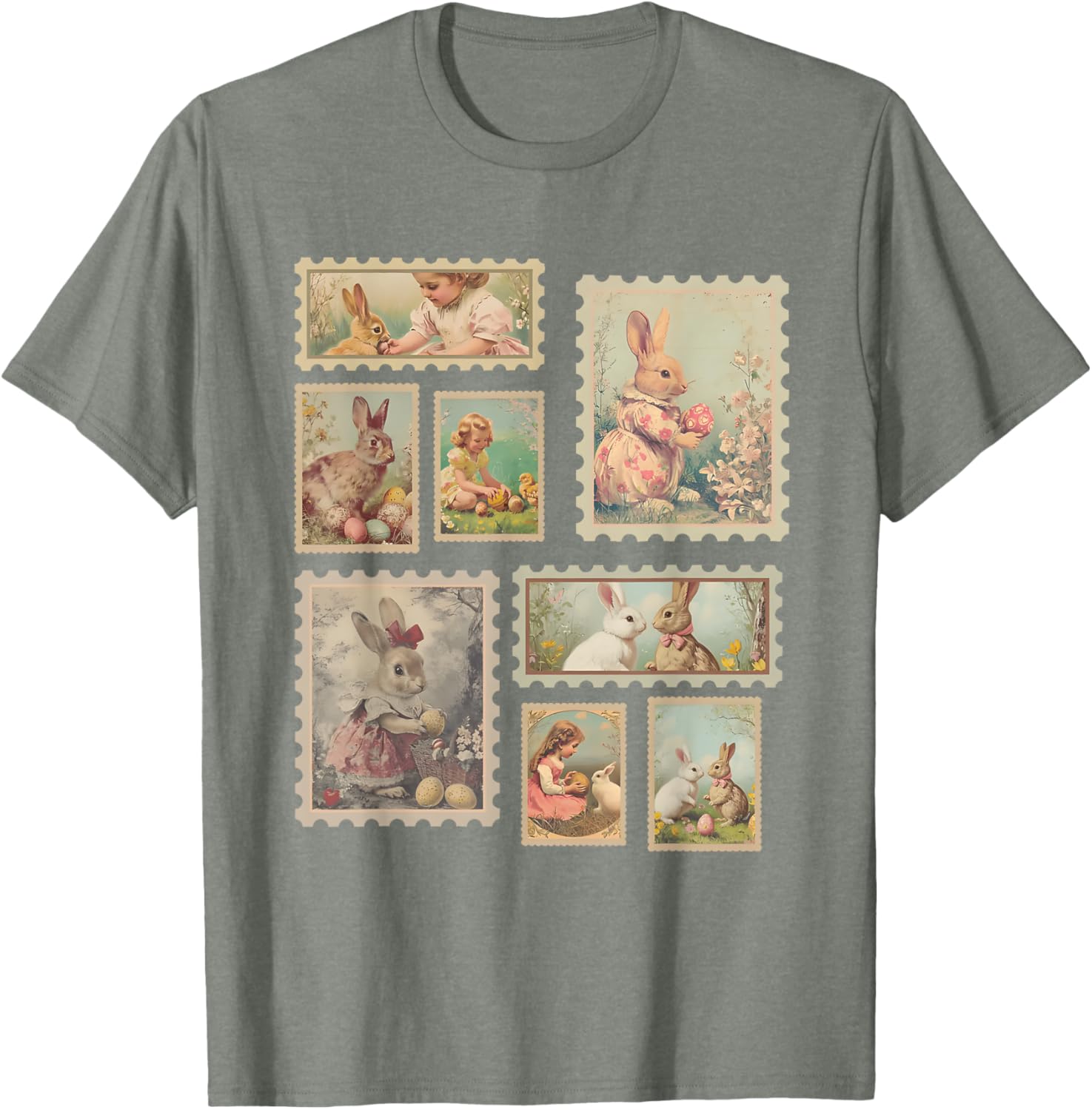 Retro Easter Bunny T-Shirt for Women Cute Spring Fashion Top - 2