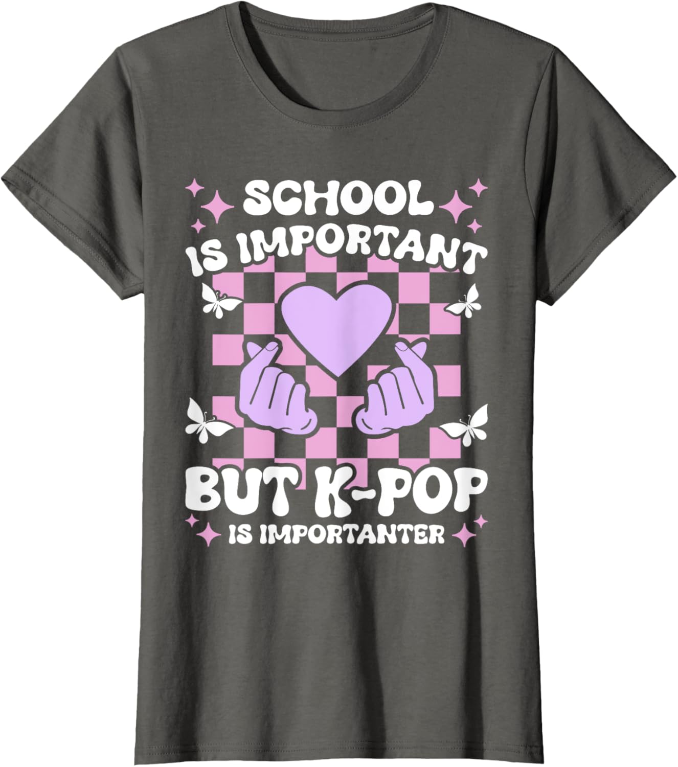 Funny K-Pop T-Shirt for Girls - School is Important, K-Pop is Importanter - 14