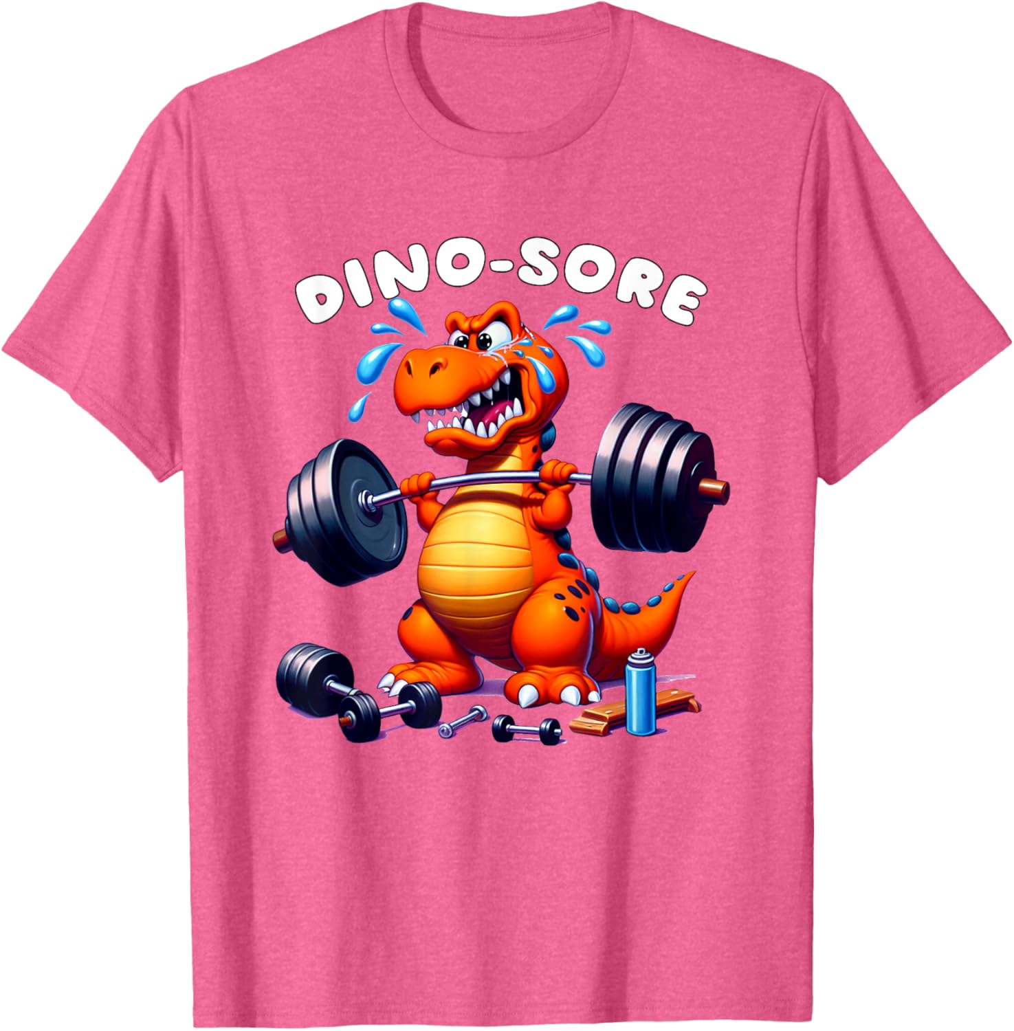 Dino Sore Gym T-Shirt for Fitness Lovers - Fun Lifting Weights Design - 13