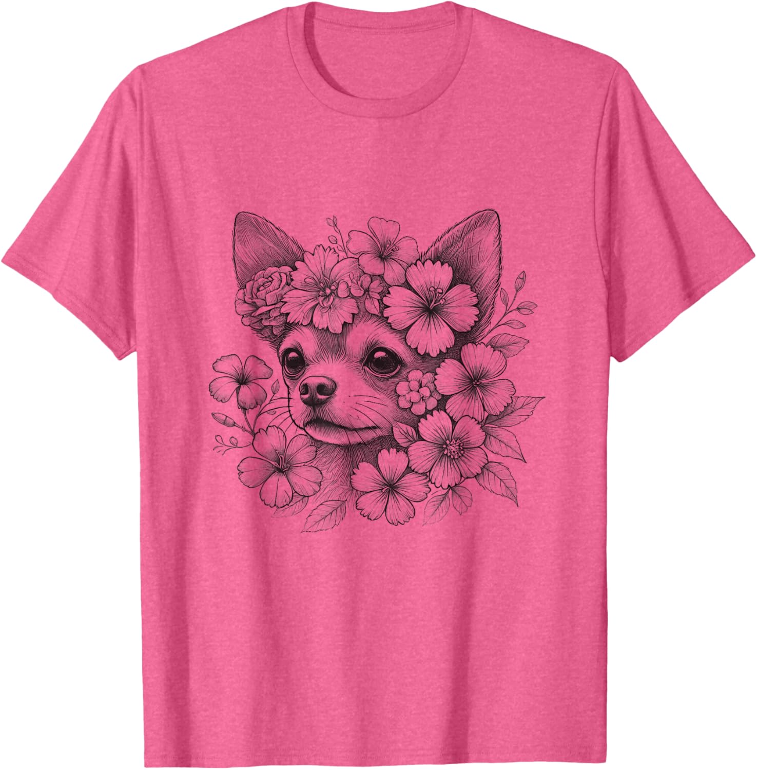Floral Chihuahua T-Shirt for Girls and Women - Cute Dog Flower Design - 8