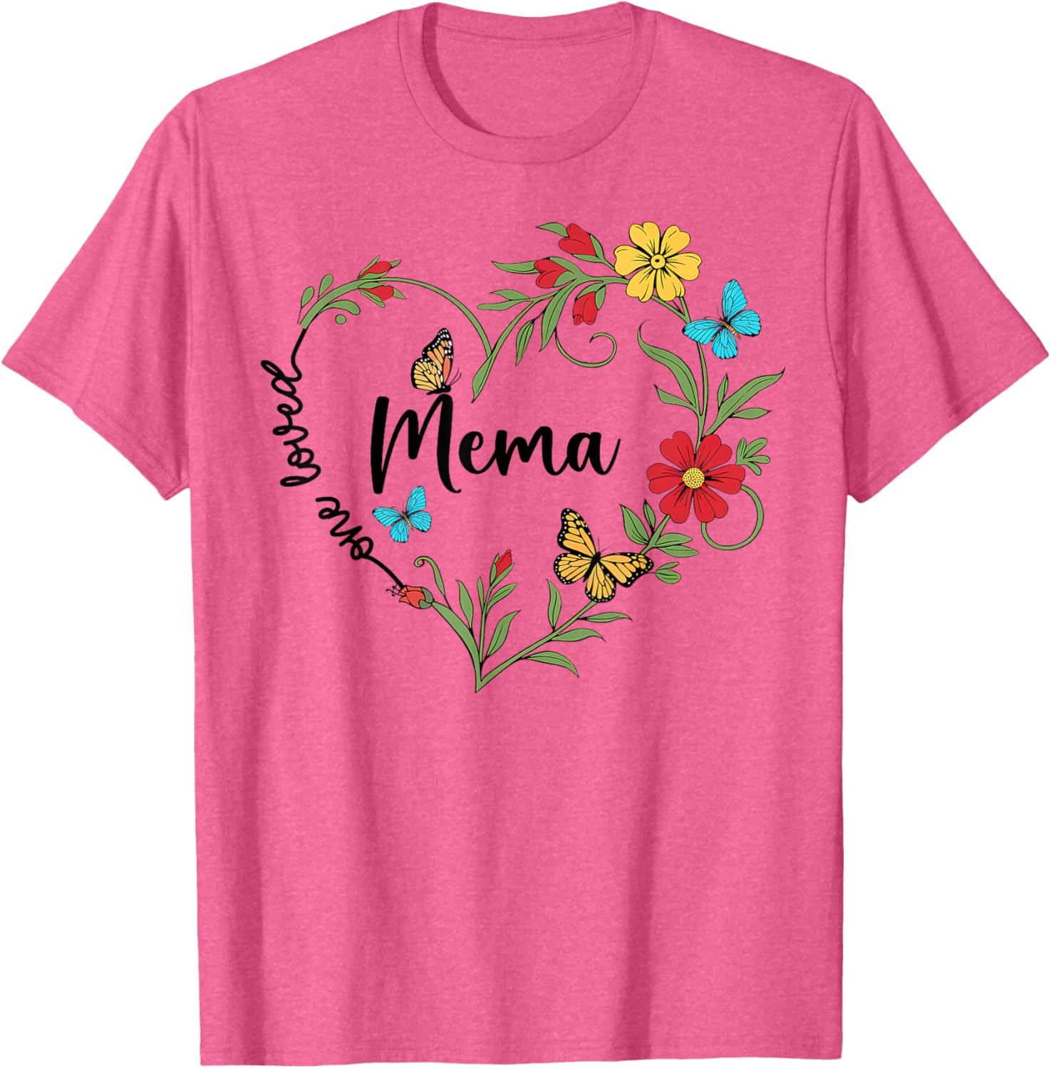 Floral One Loved Mema Heart T-Shirt for Mom and Grandma on Mother's Day - 1