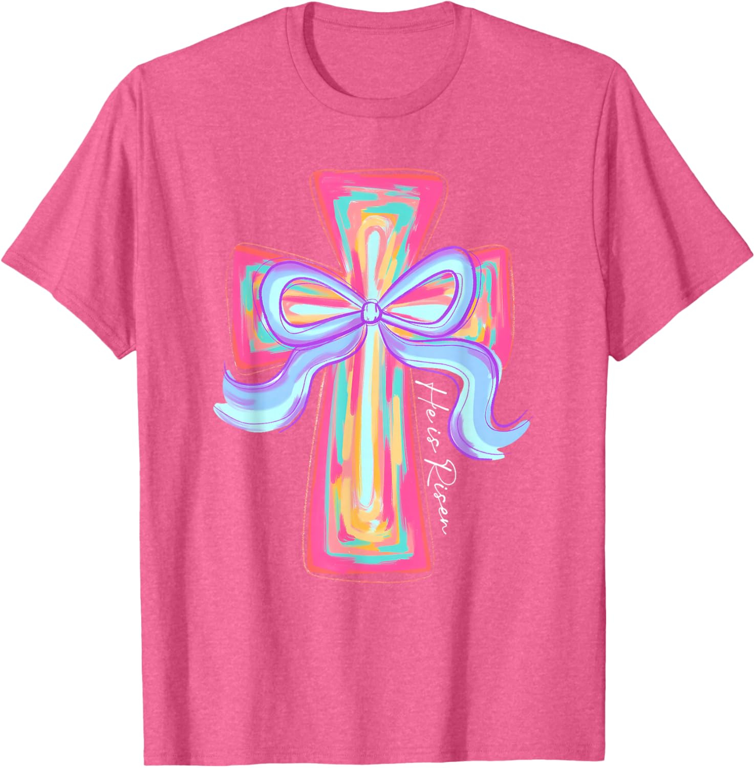 He is Risen Jesus Easter T-Shirt with Coquette Bow for Celebration - 18