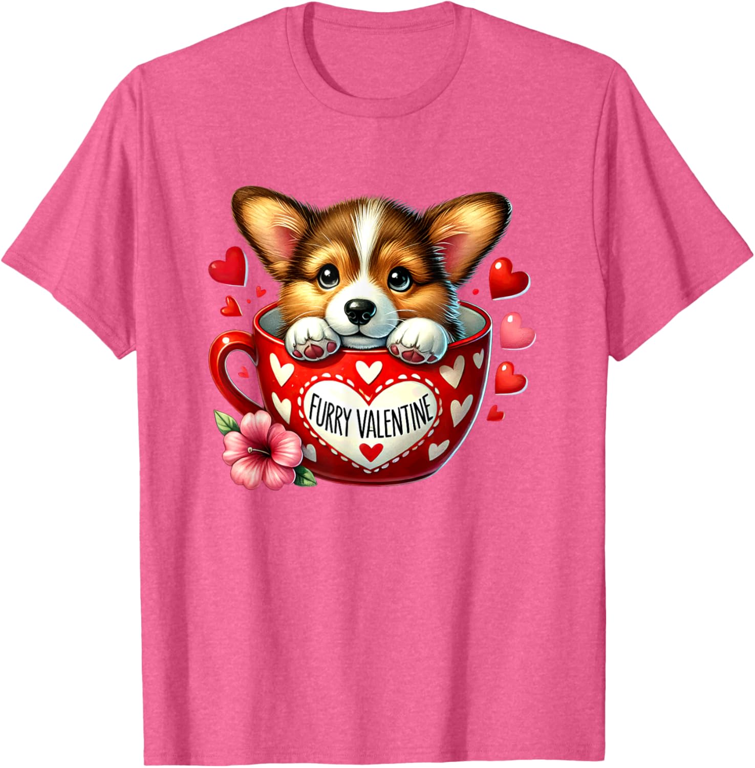 Furry Valentine Corgi Puppy Love T-Shirt for Dog Lovers and Friends - 8