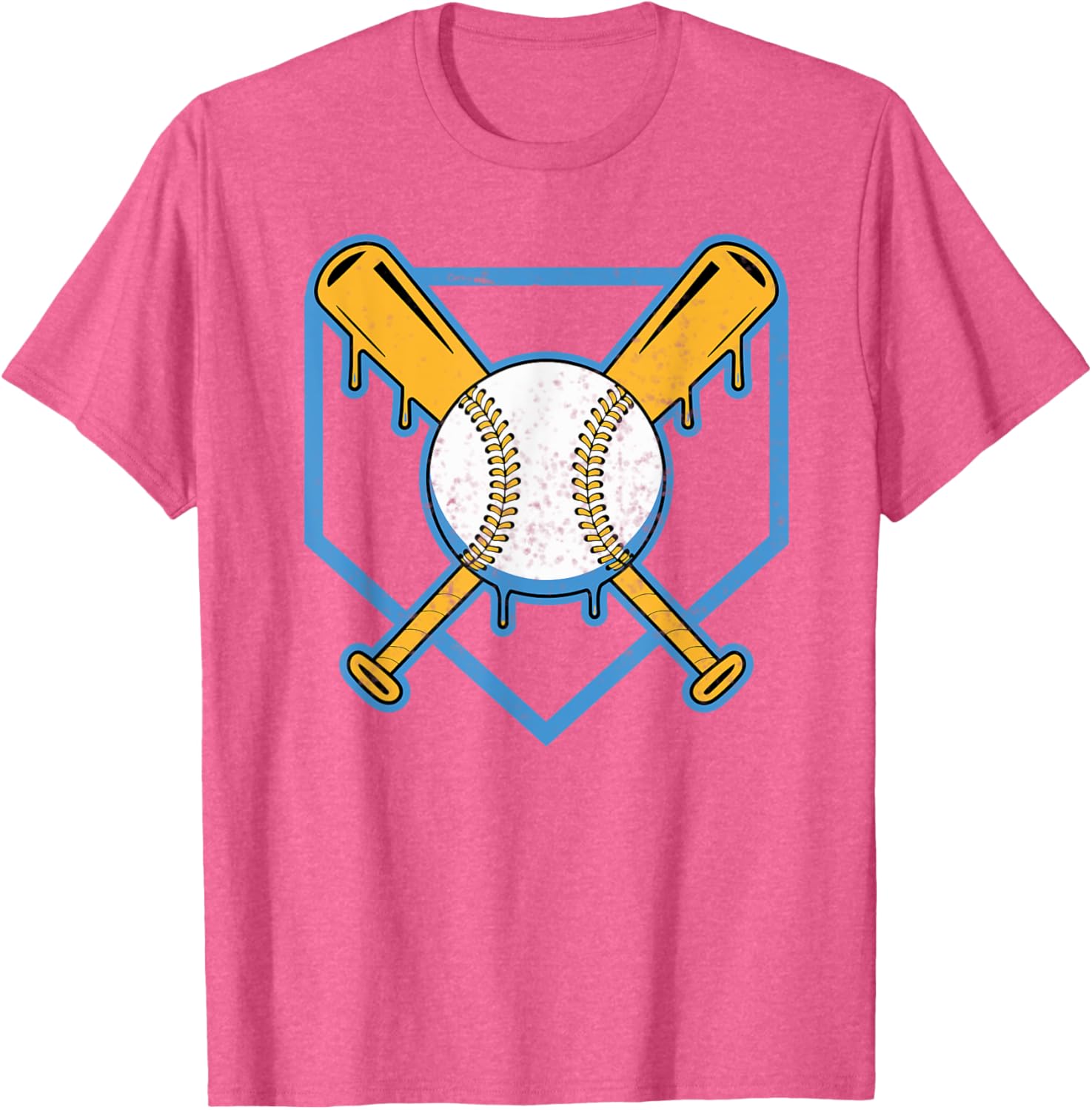 Yellow Baseball Home Plate Drip T-Shirt for Boys Sports Style - 16