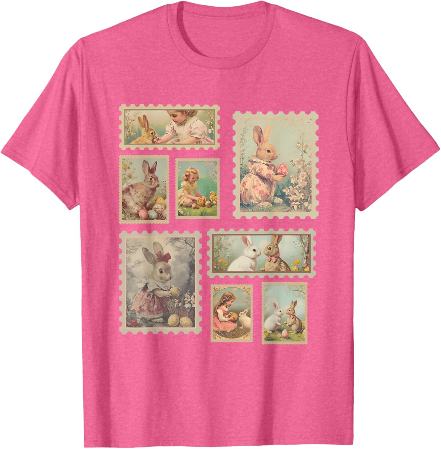 Retro Easter Bunny T-Shirt for Women Cute Spring Fashion Top - 26