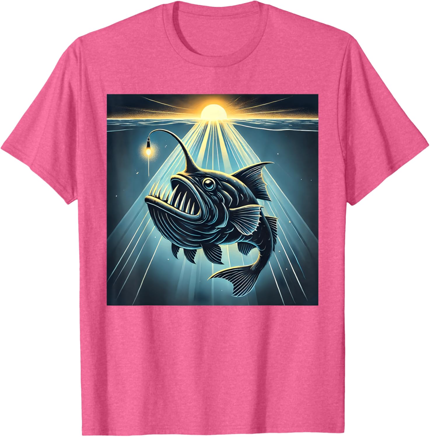 Anglerfish Found The Light T-Shirt - Fun Marine Life Apparel - 1
