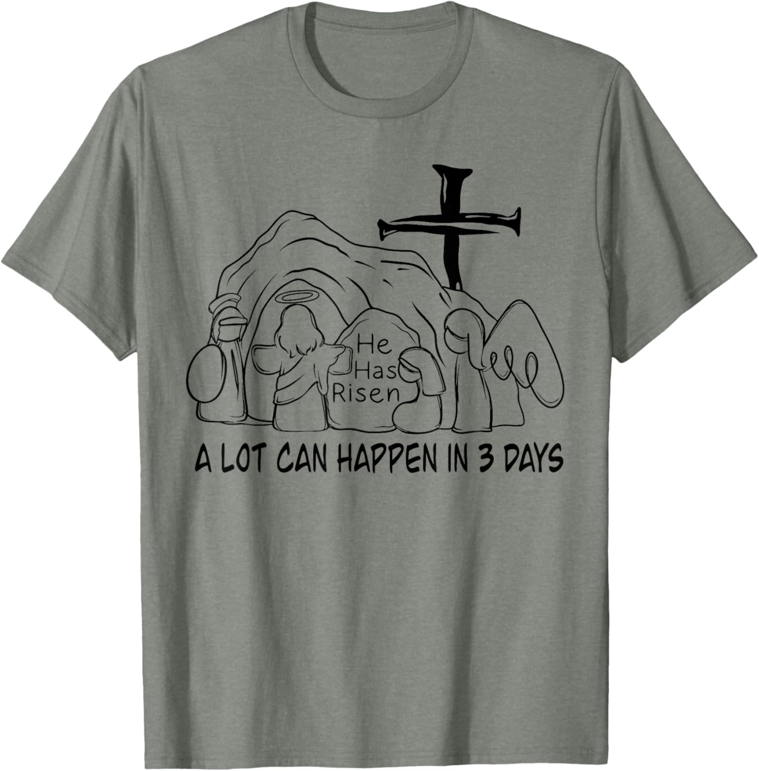 Retro Christian Easter T-Shirt A Lot Can Happen In 3 Days Fun Design - 6