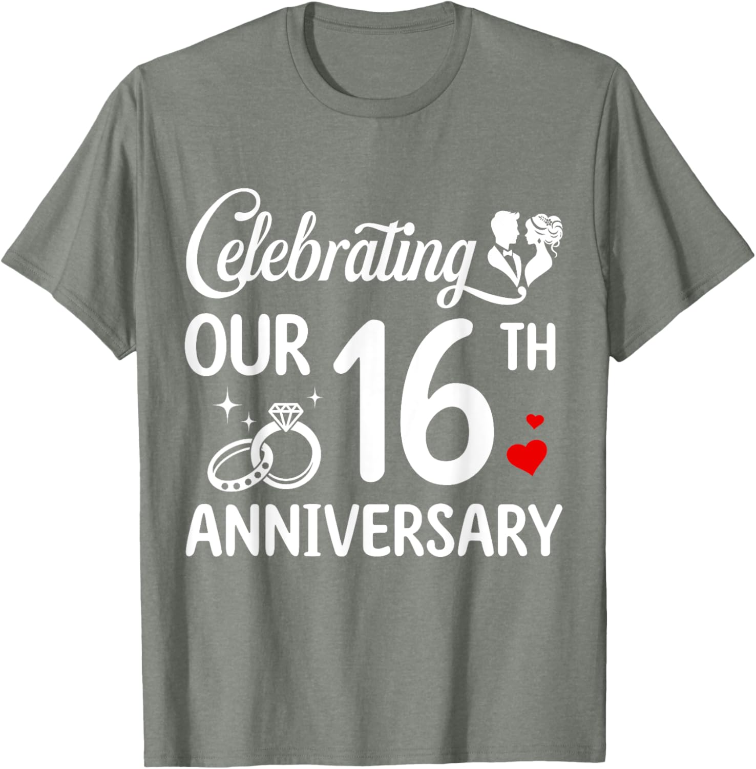 16th Wedding Anniversary T-Shirt for Couples - Celebrate 16 Years Together - 8