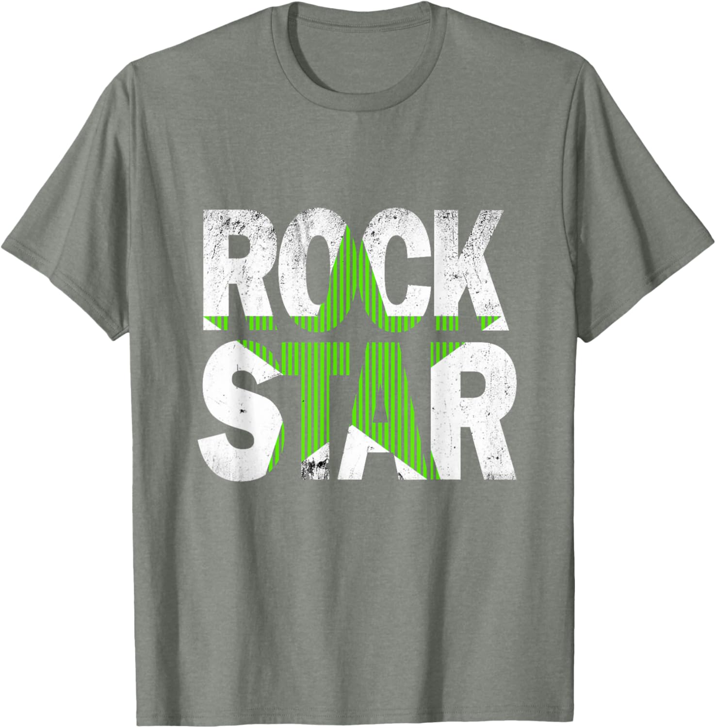 Green Rock Star Distressed Graphic T-Shirt for Trendy Casual Wear - 16