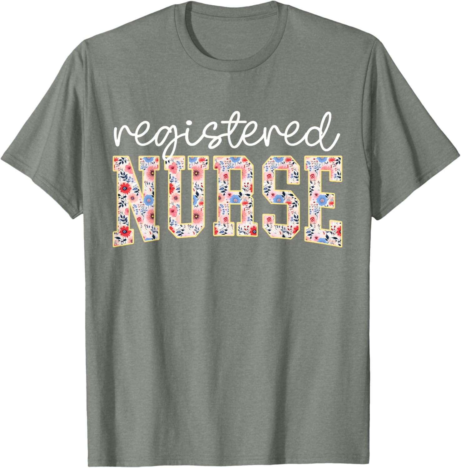Floral Print RN Nurse T-Shirt for Women - Perfect for Nursing School - 19