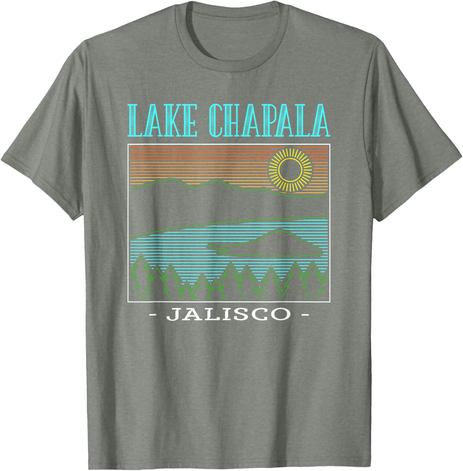 Lake Chapala Jalisco Mountains Vintage T-Shirt for Outdoor Lovers - 1