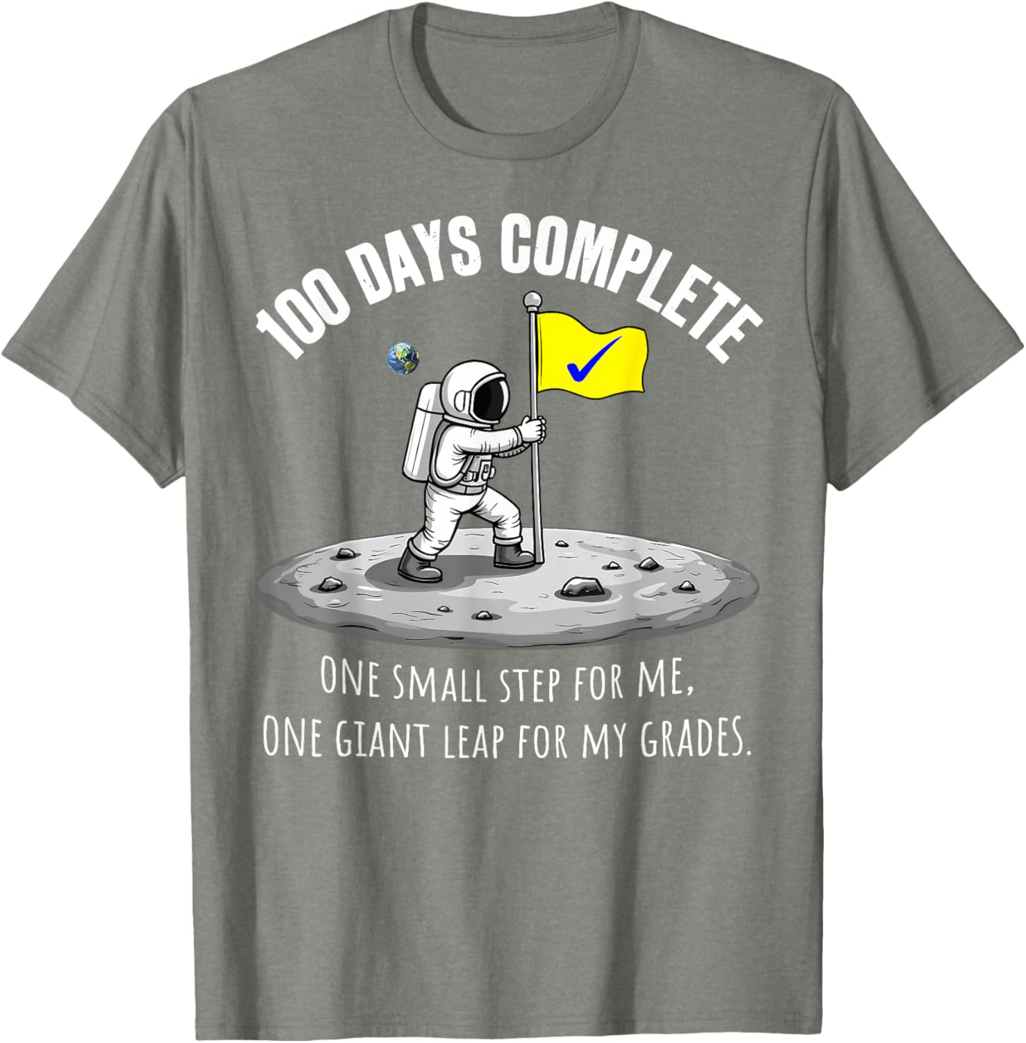 100th Day of School Astronaut on Moon T-Shirt for Kids Fun Celebration - 5