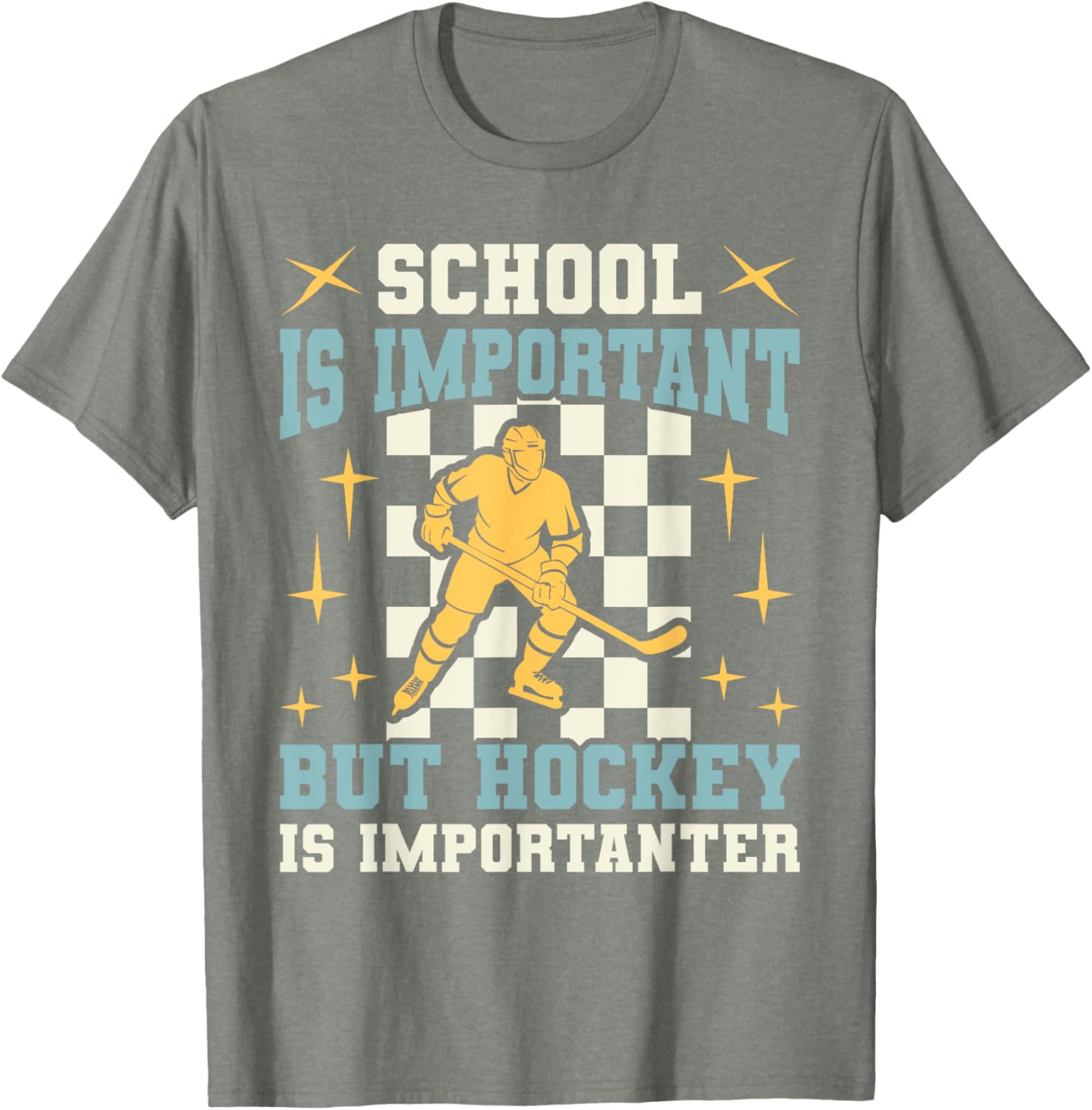 Funny Hockey T-Shirt for Boys - School Is Important Hockey Is Importanter - 10