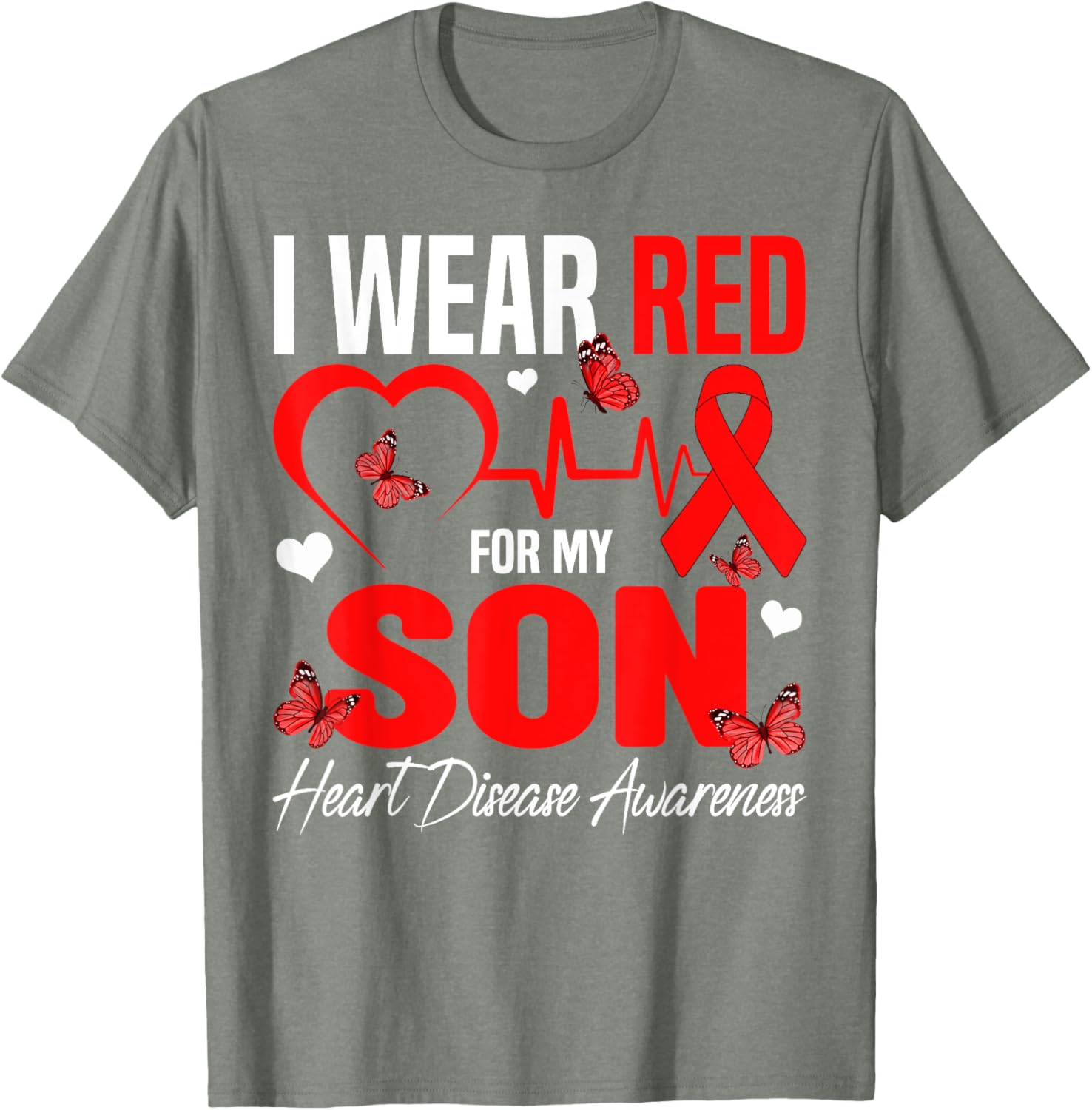 I Wear Red for My Son Heart Disease Awareness T-Shirt for Family Support - 17