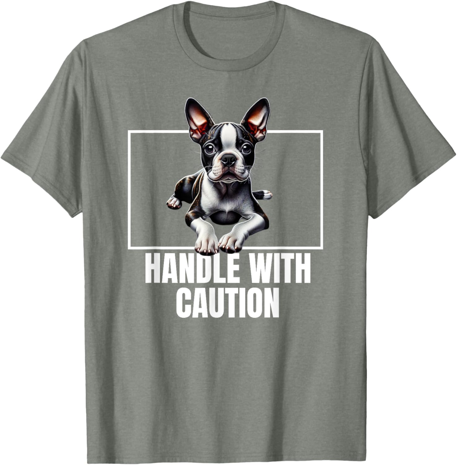 Boston Terrier Handle With Care T-Shirt for Dog Lovers and Owners - 1