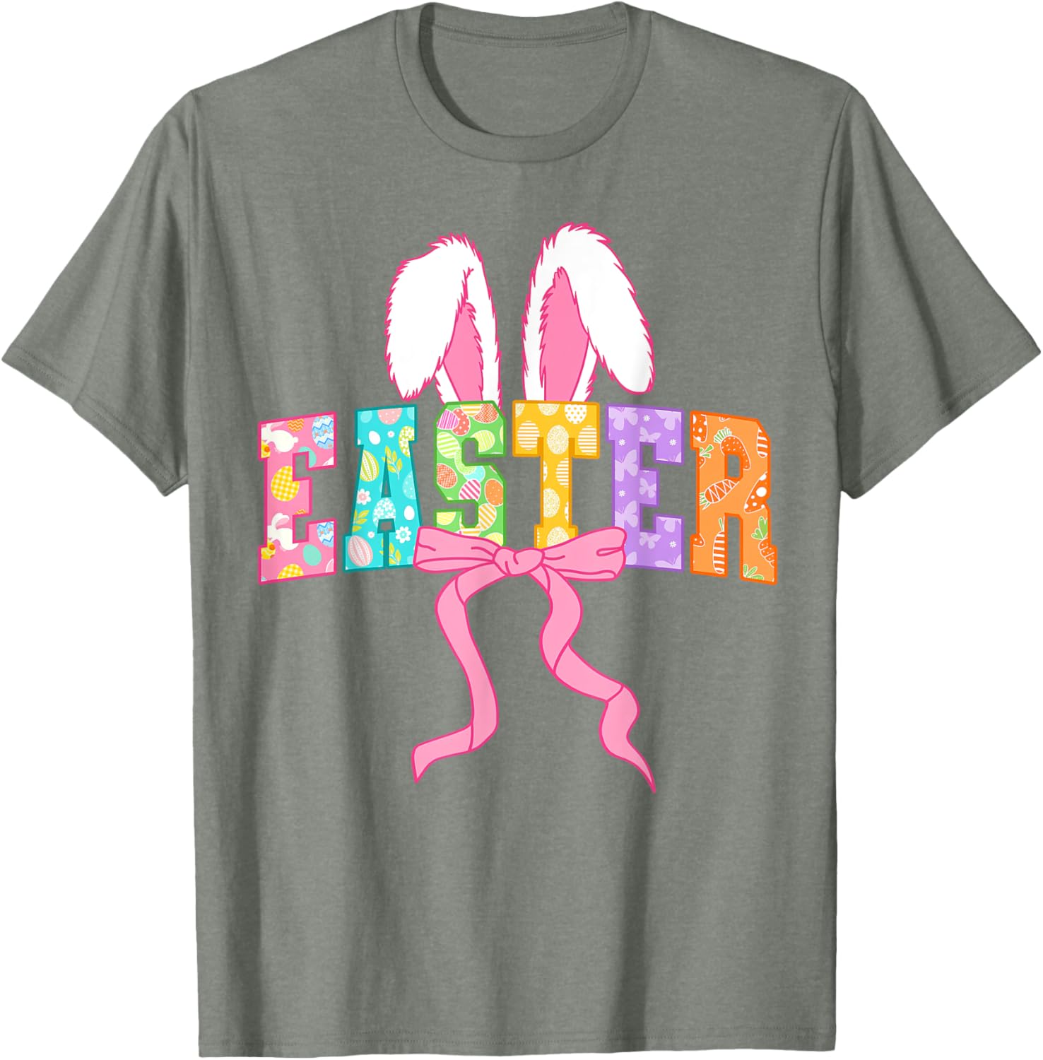 Happy Easter Coquette Bow Bunny Mama T-Shirt for Women and Girls - 16