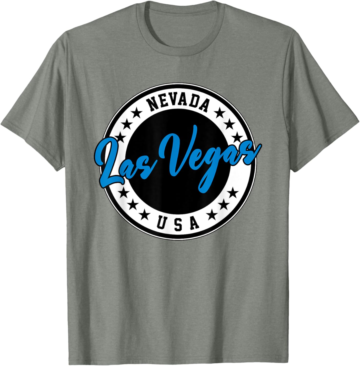 Las Vegas Nevada Blue Circle Script T-Shirt for Casual Style Fans - 5