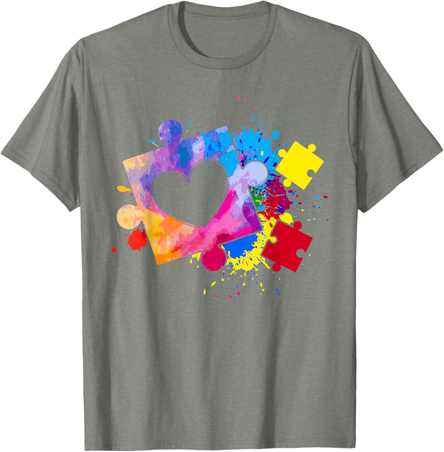 Autism Awareness Tie Dye Puzzle Piece Heart Kids T-Shirt for Boys and Girls - 27