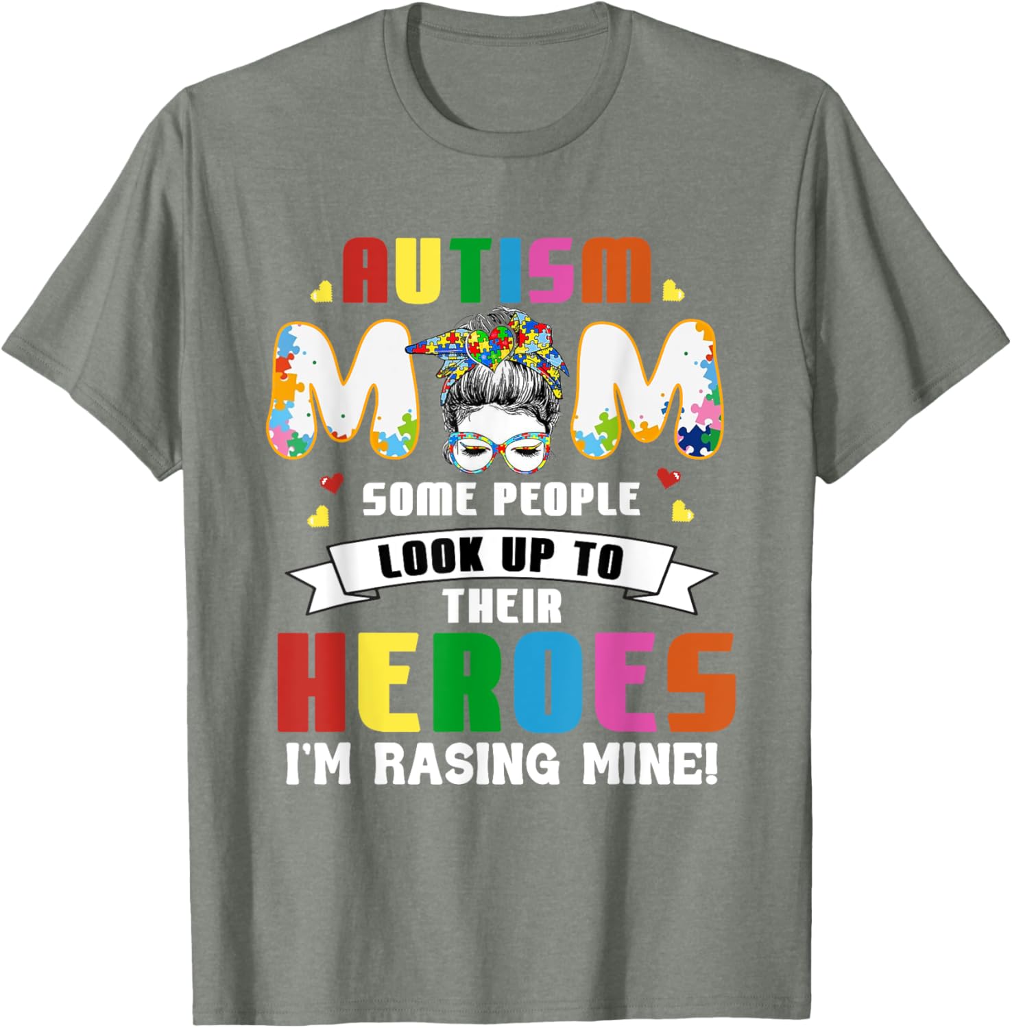 Autism Mom Raising a Hero T-Shirt for Supportive Mothers - 19