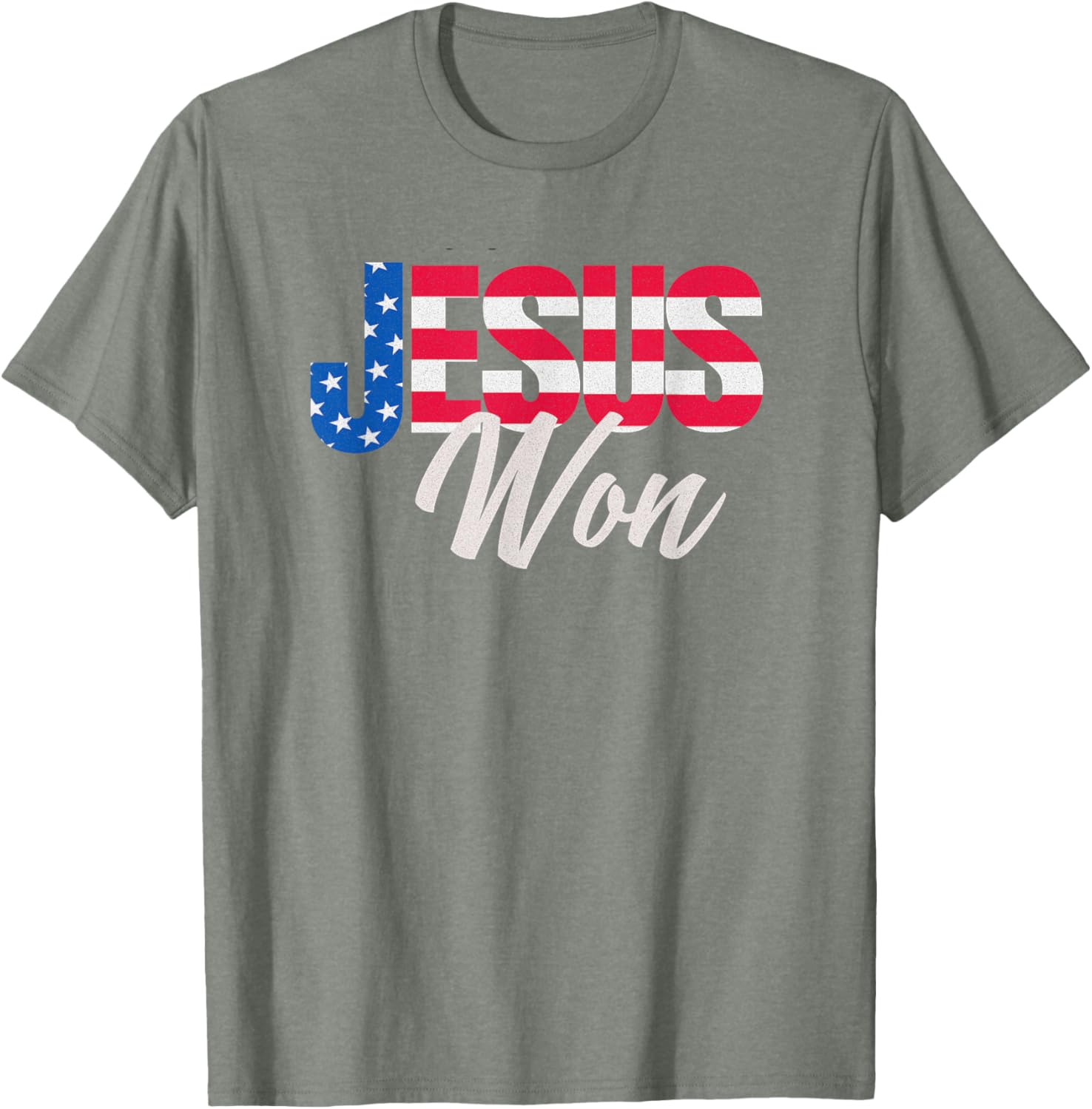 Patriotic Christian T-Shirt Jesus Won Design for Faith and Freedom Fans - 8