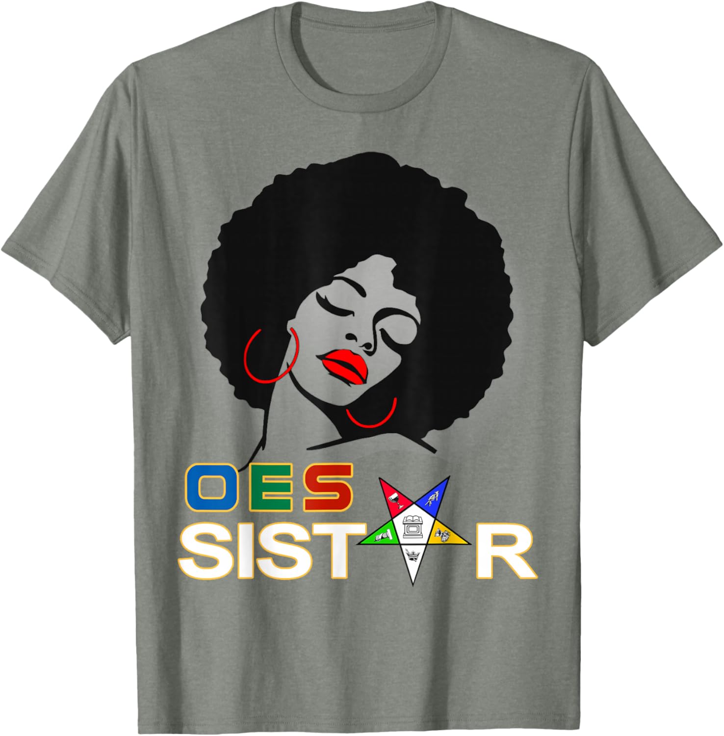 Beautiful Red Afro Earrings and Sistar Eastern Star T-Shirt for Girls - 26